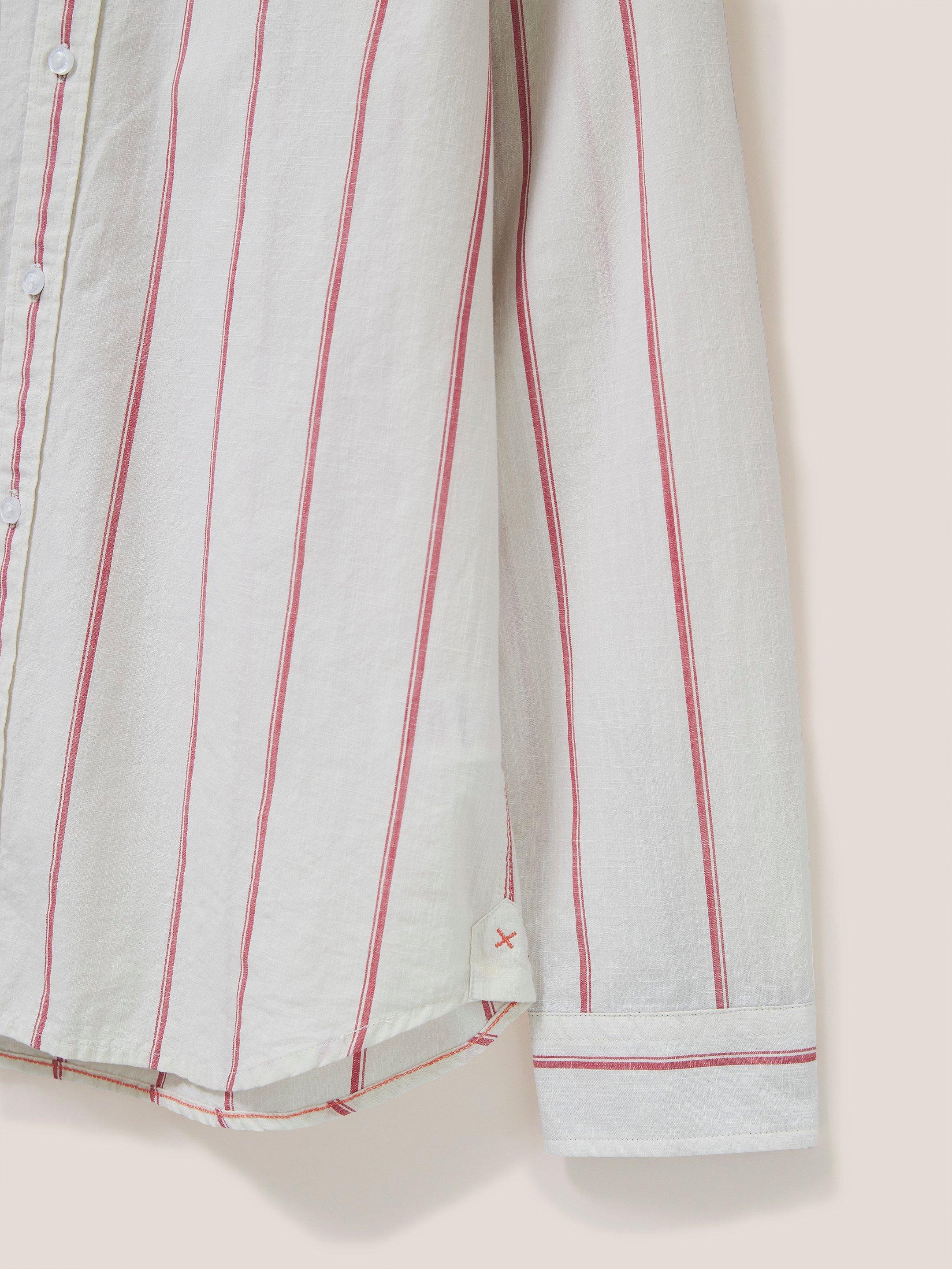 Simple Striped Shirt in MID PINK - FLAT DETAIL