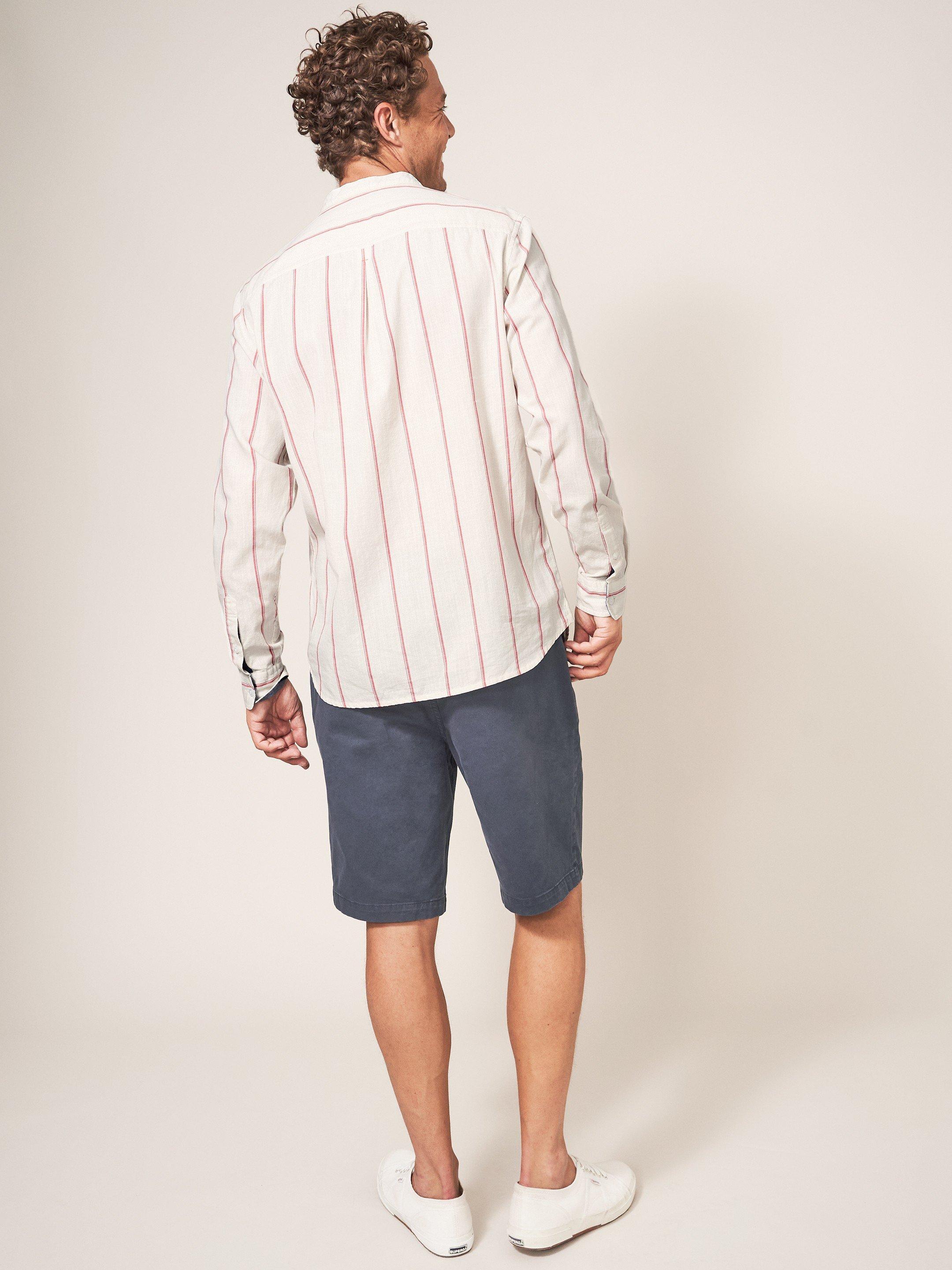 Simple Striped Shirt in MID PINK - MODEL BACK