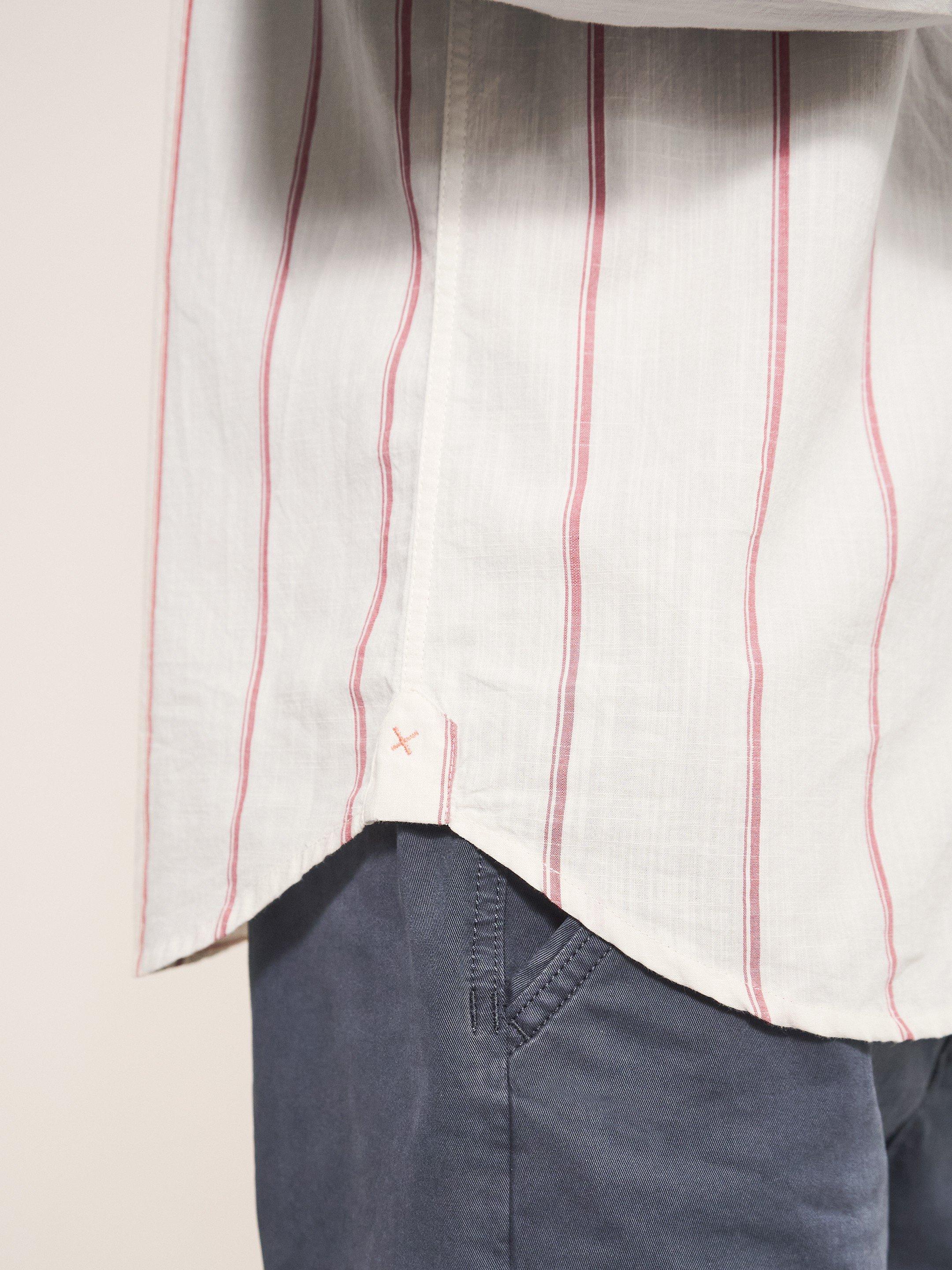 Simple Striped Shirt in MID PINK - MODEL DETAIL
