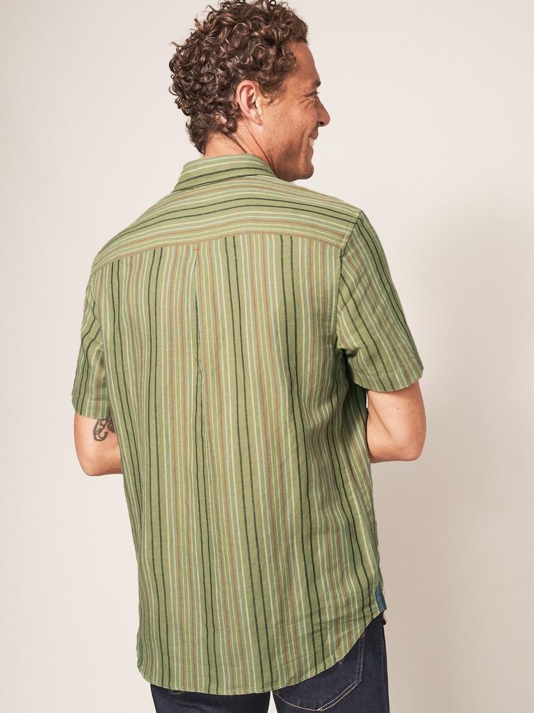 Multi Stripe Shirt in DUS GREEN - MODEL BACK