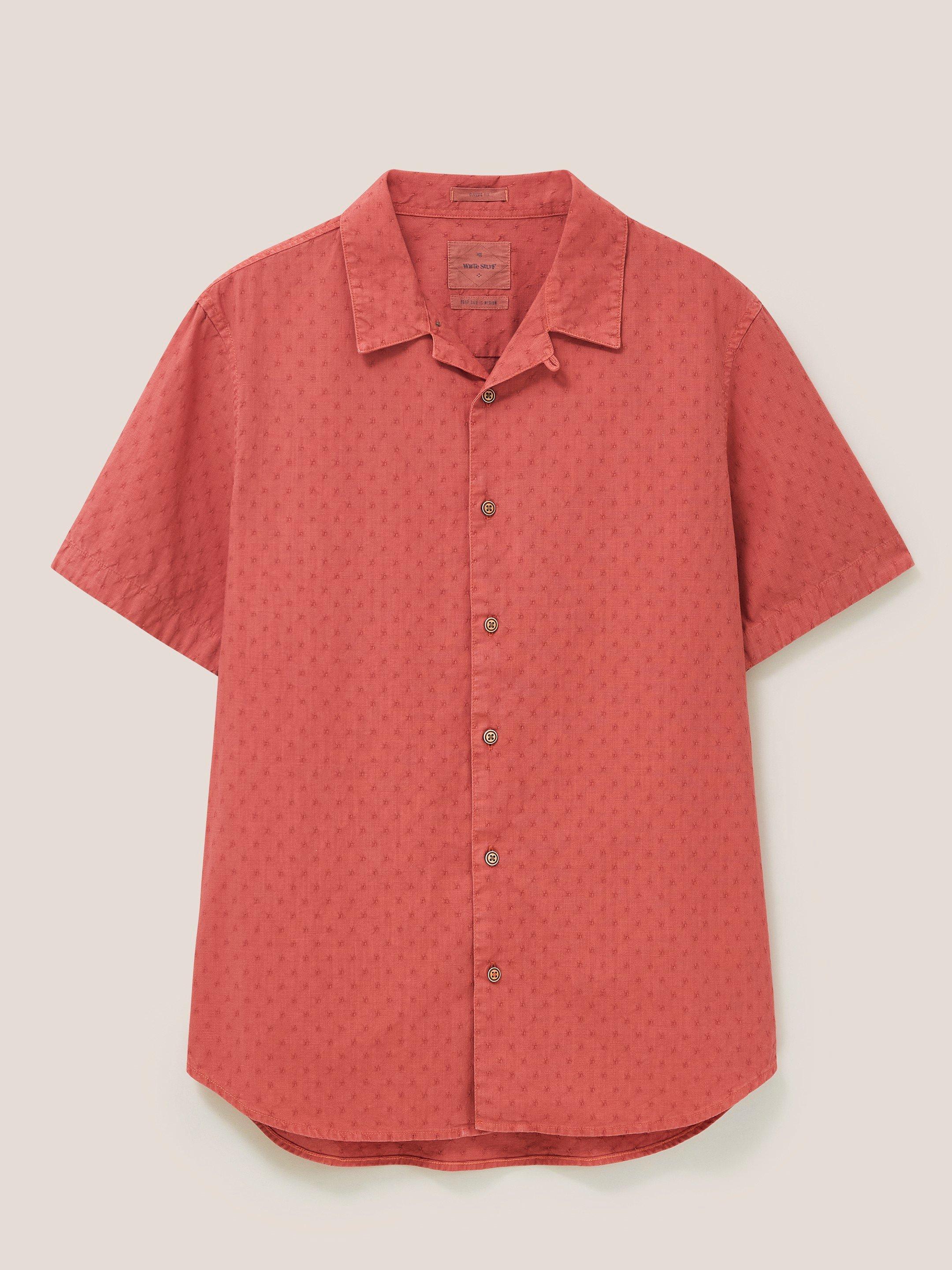 Garment Dyed Dobby Shirt in DK PINK - FLAT FRONT