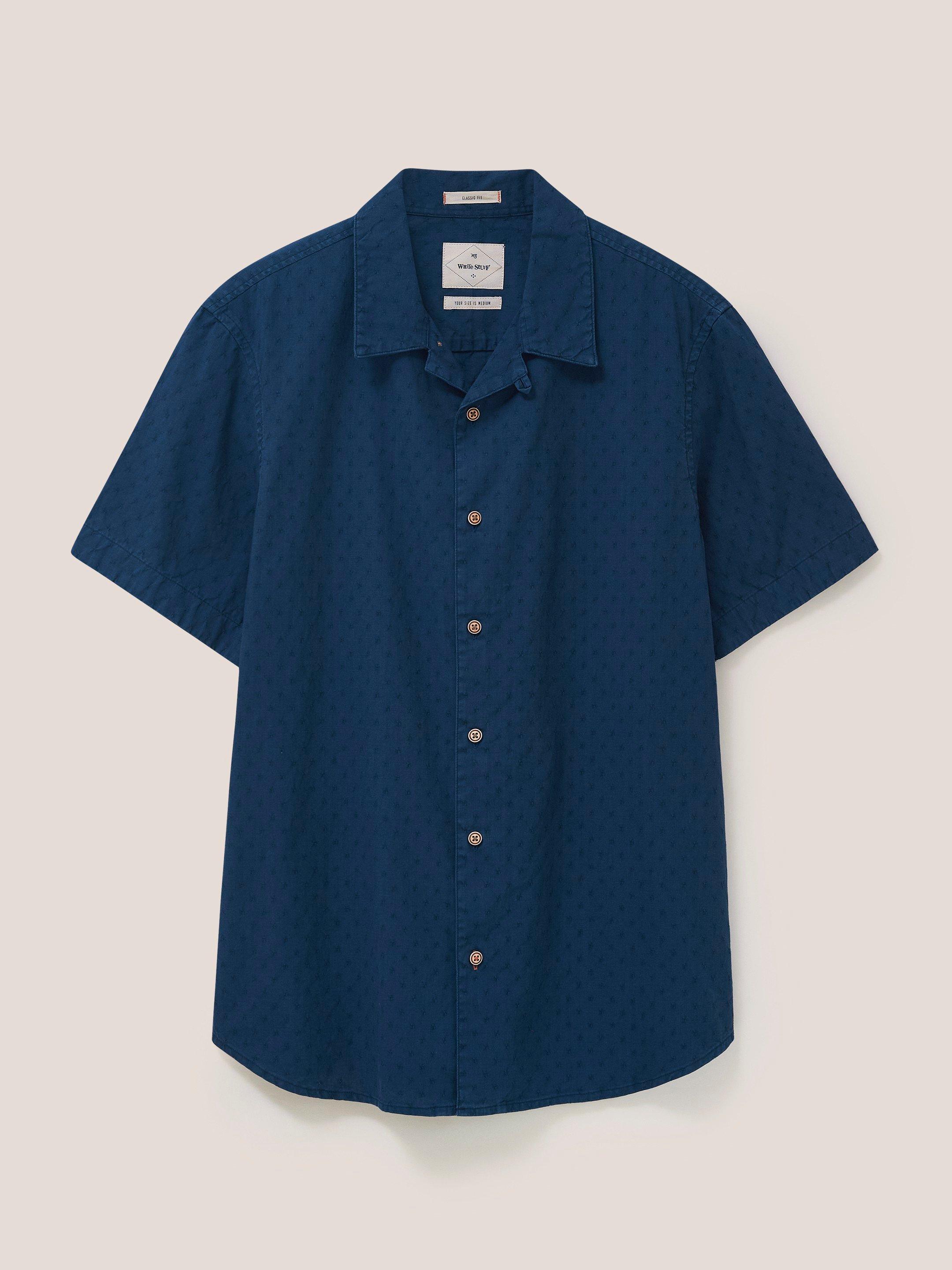 Garment Dyed Dobby Shirt in DUS BLUE - FLAT FRONT