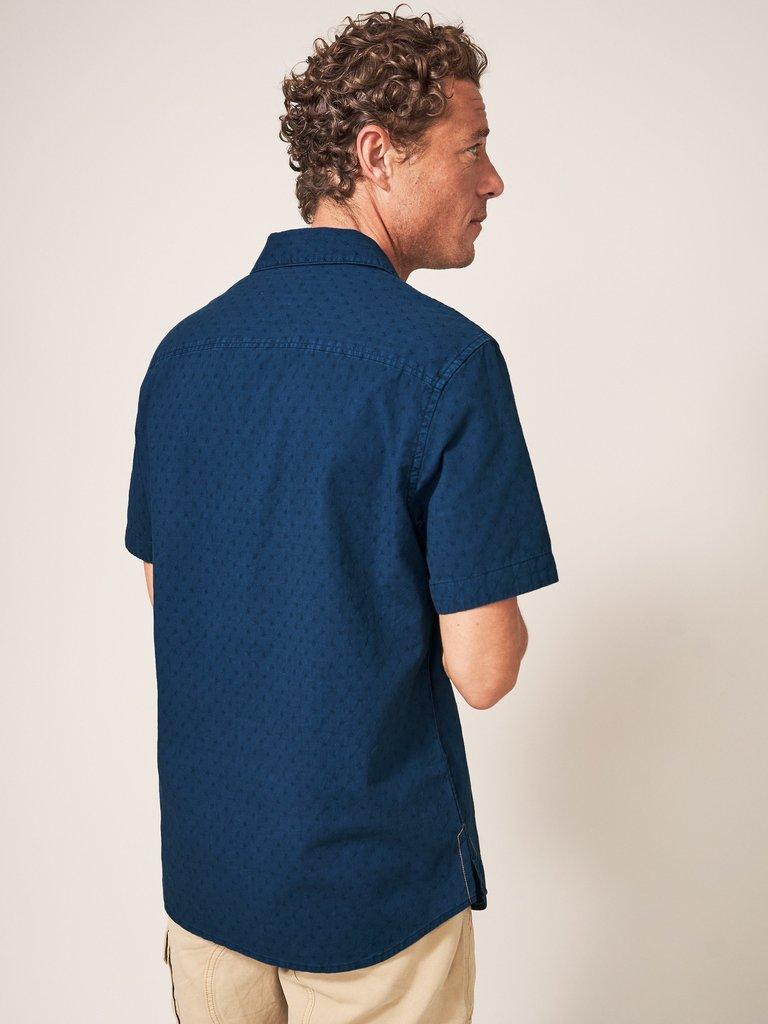 Garment Dyed Dobby Shirt in DUS BLUE - MODEL BACK