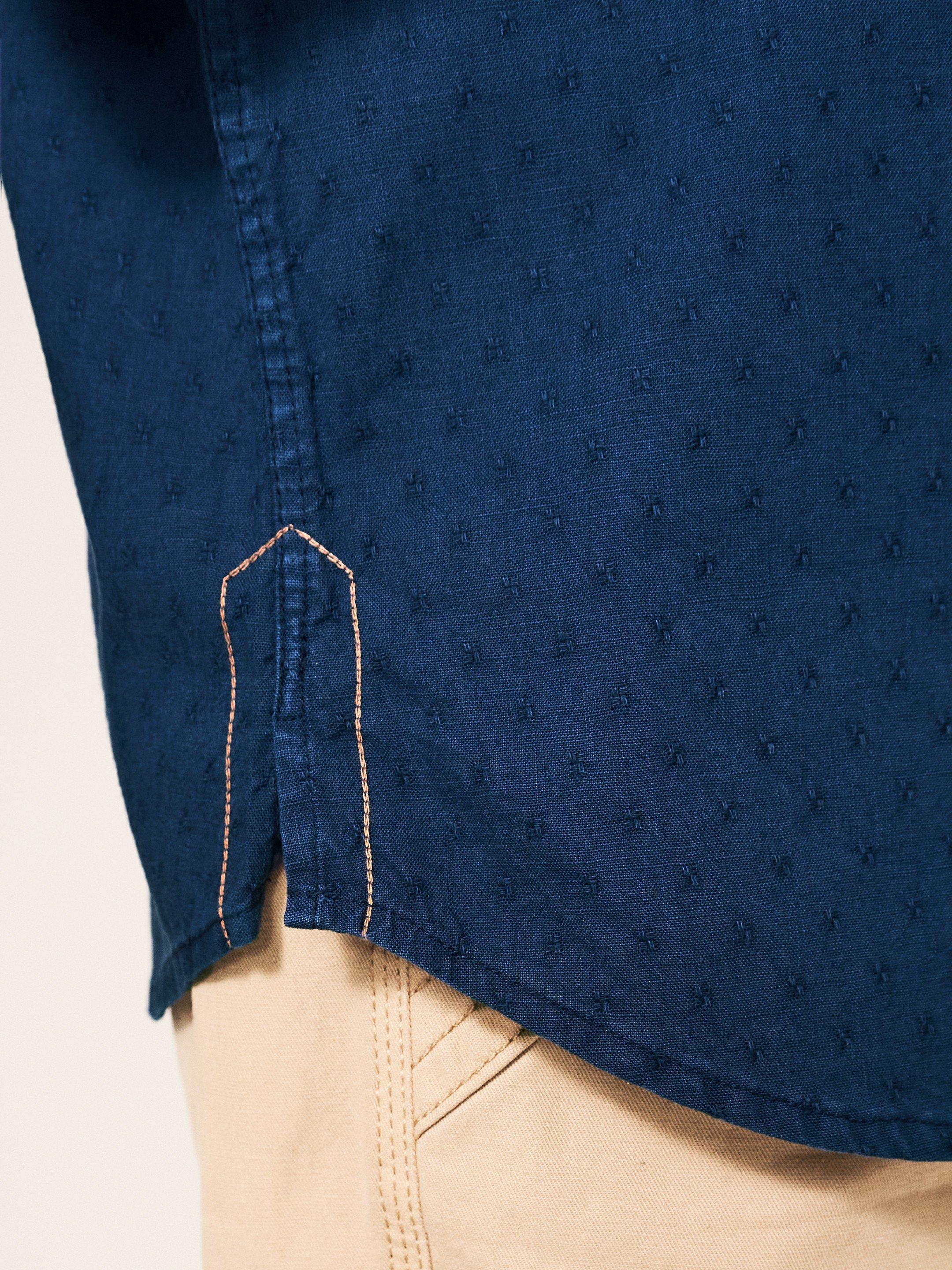 Garment Dyed Dobby Shirt in DUS BLUE - MODEL DETAIL