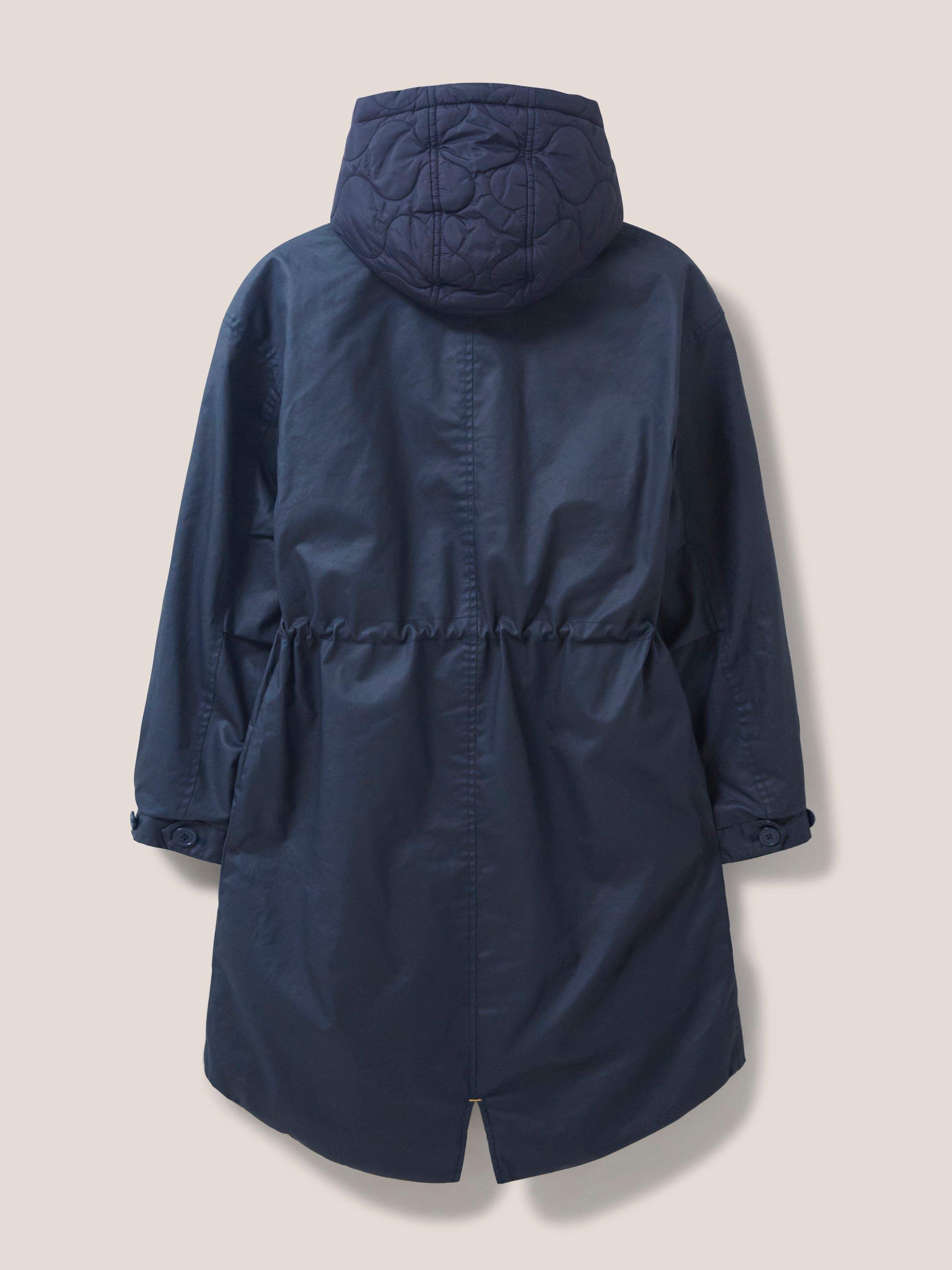 Riley Coated Cotton Parka in DARK NAVY - FLAT BACK