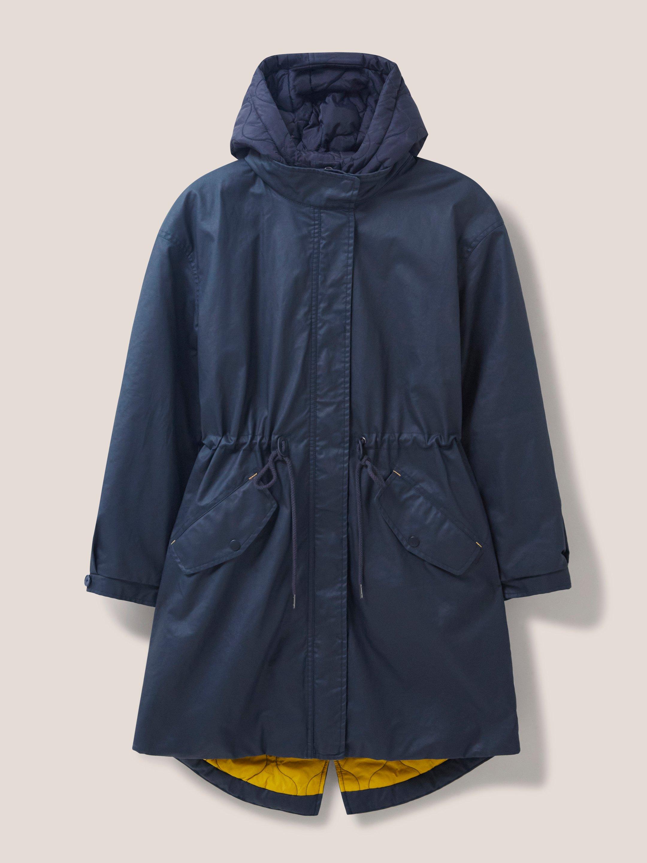 Riley Coated Cotton Parka in DARK NAVY - FLAT FRONT