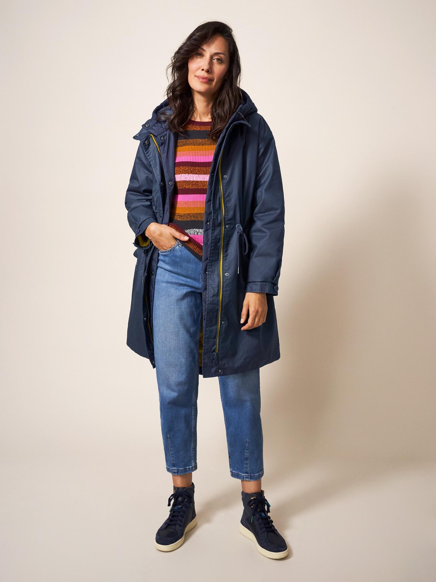 Riley Coated Cotton Parka in DARK NAVY - LIFESTYLE