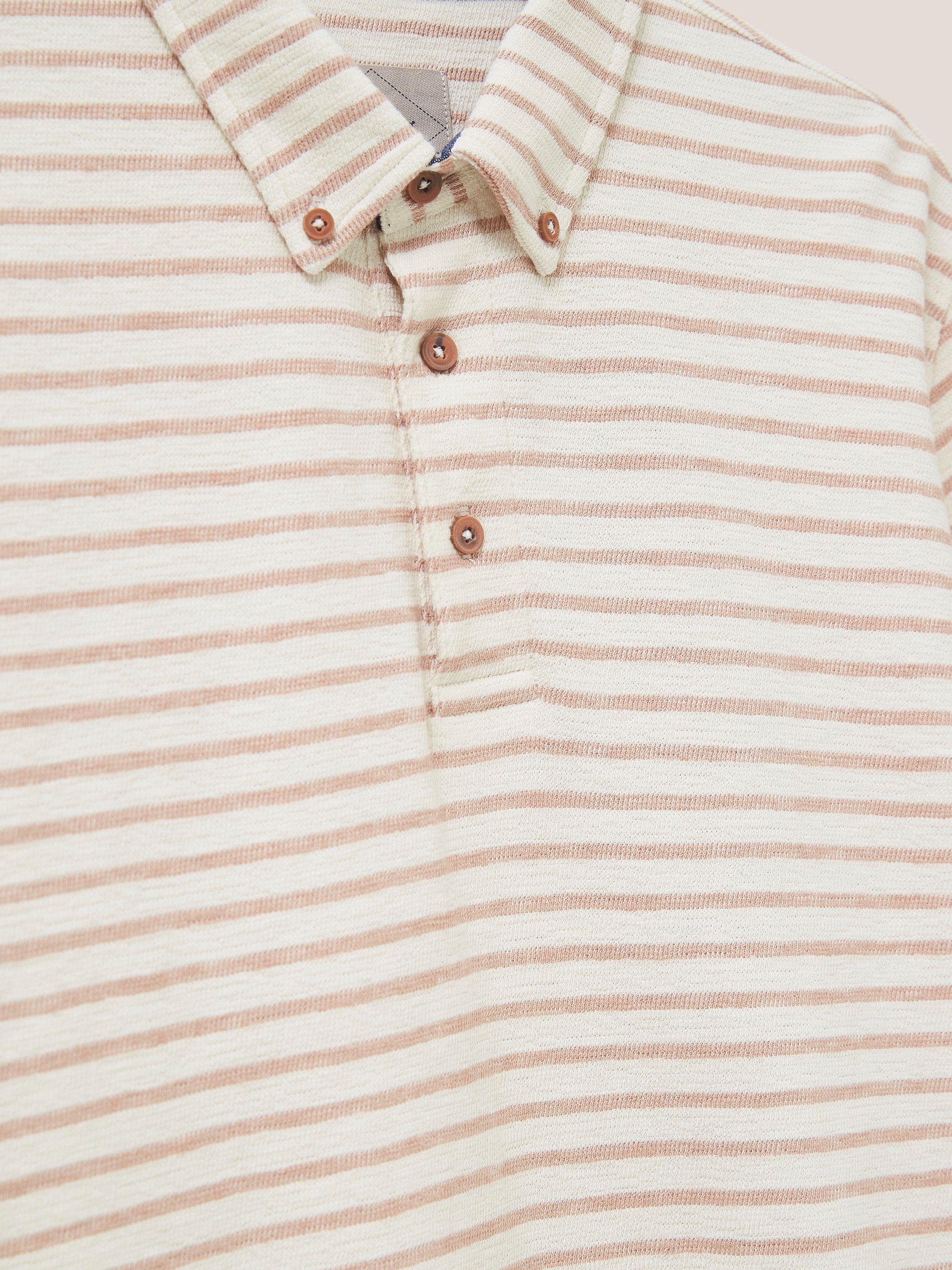 Fine Stripe Polo in MID PINK - FLAT DETAIL