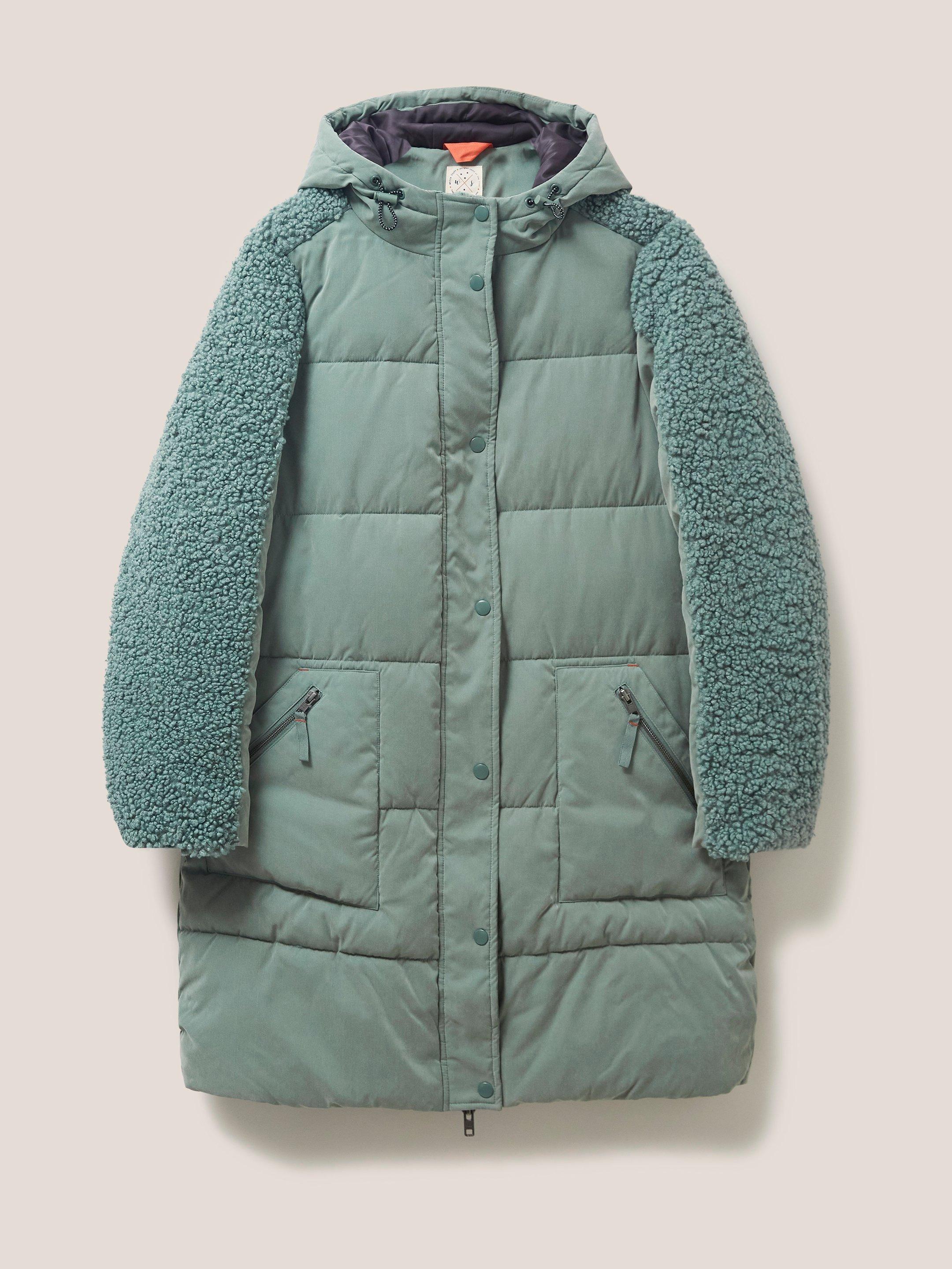 Cecily Borg Mix Coat in DUS GREEN - FLAT FRONT