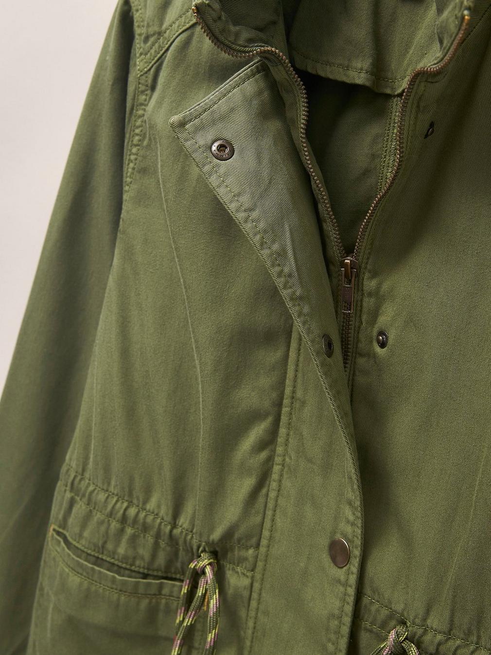 Layla Jacket in KHAKI GRN - FLAT DETAIL