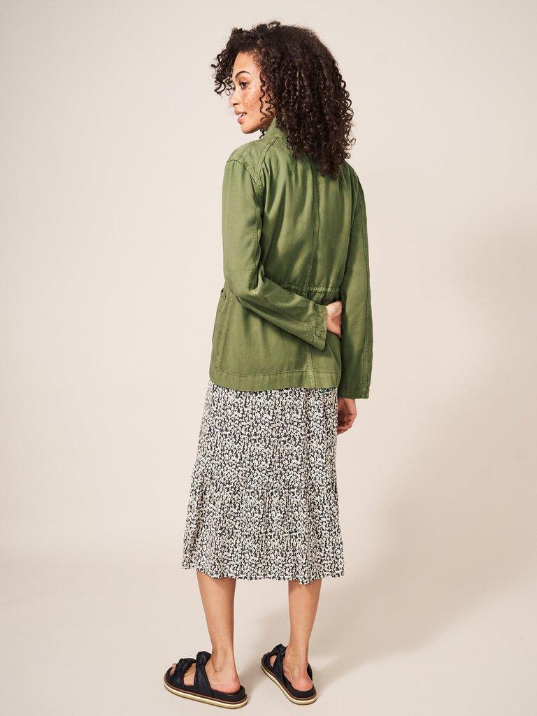 Layla Jacket in KHAKI GRN - MODEL BACK