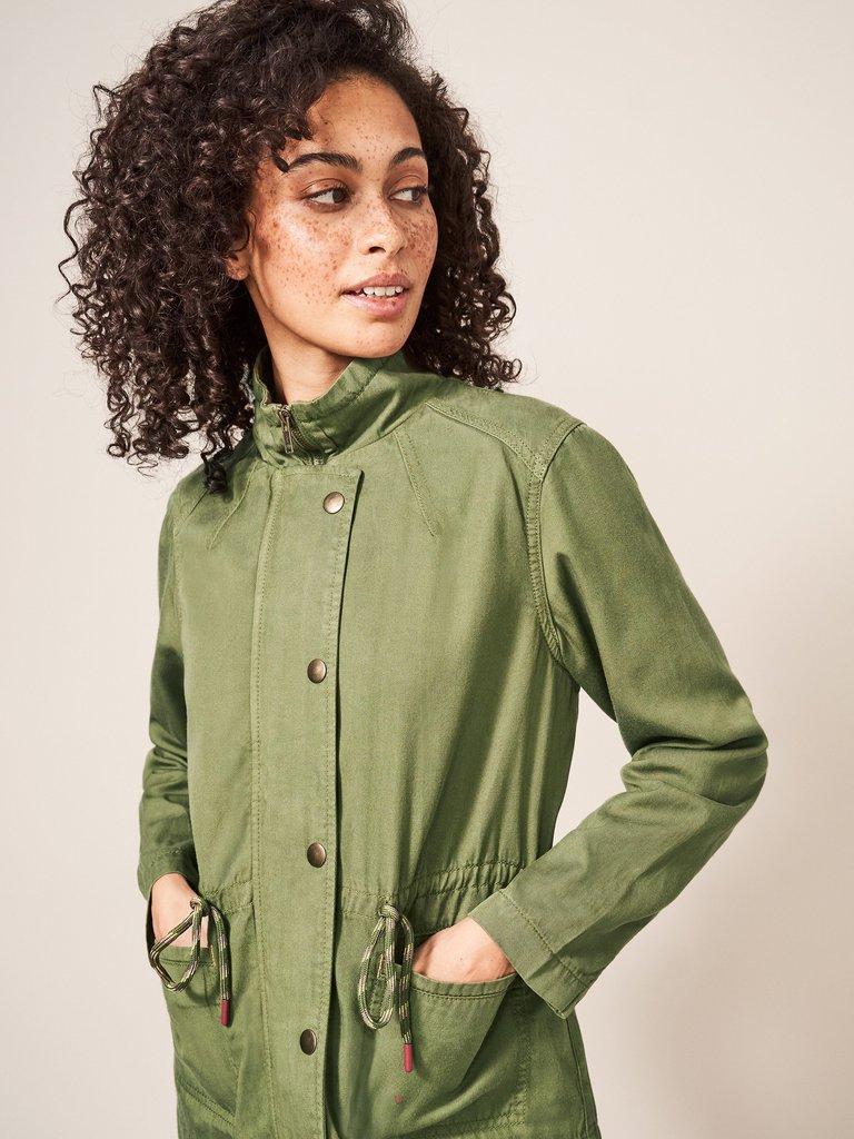 Layla Jacket in KHAKI GRN - MODEL DETAIL