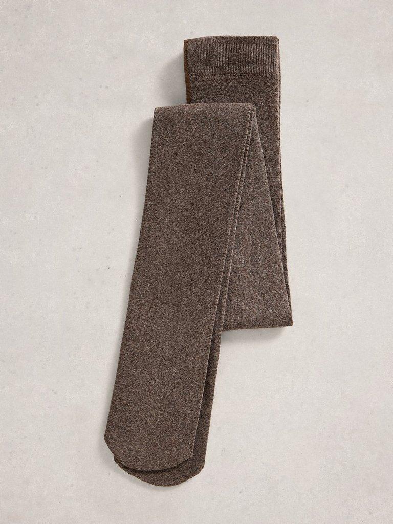 Patty Plain Versatile Cotton Tights in DK BROWN - FLAT BACK