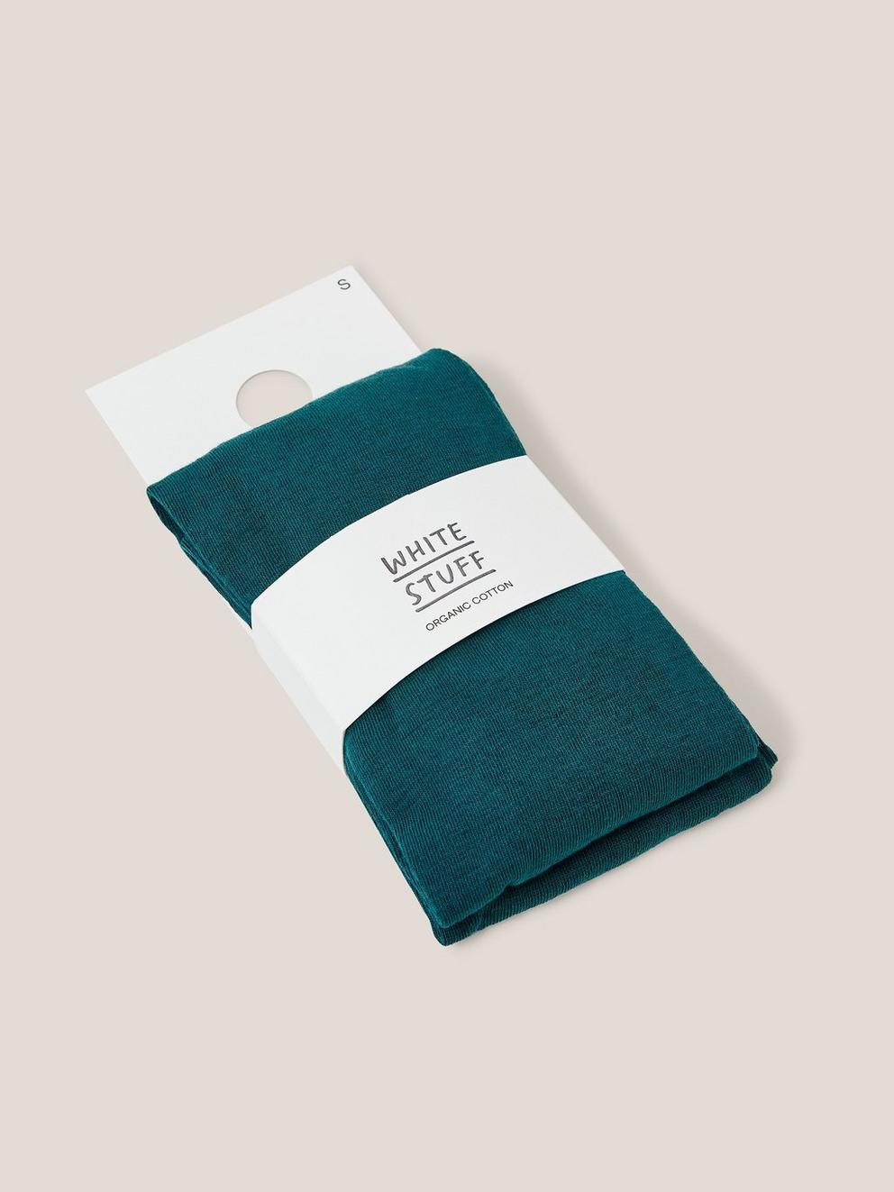 Patty Plain Versatile Cotton Tights in DK TEAL - FLAT FRONT