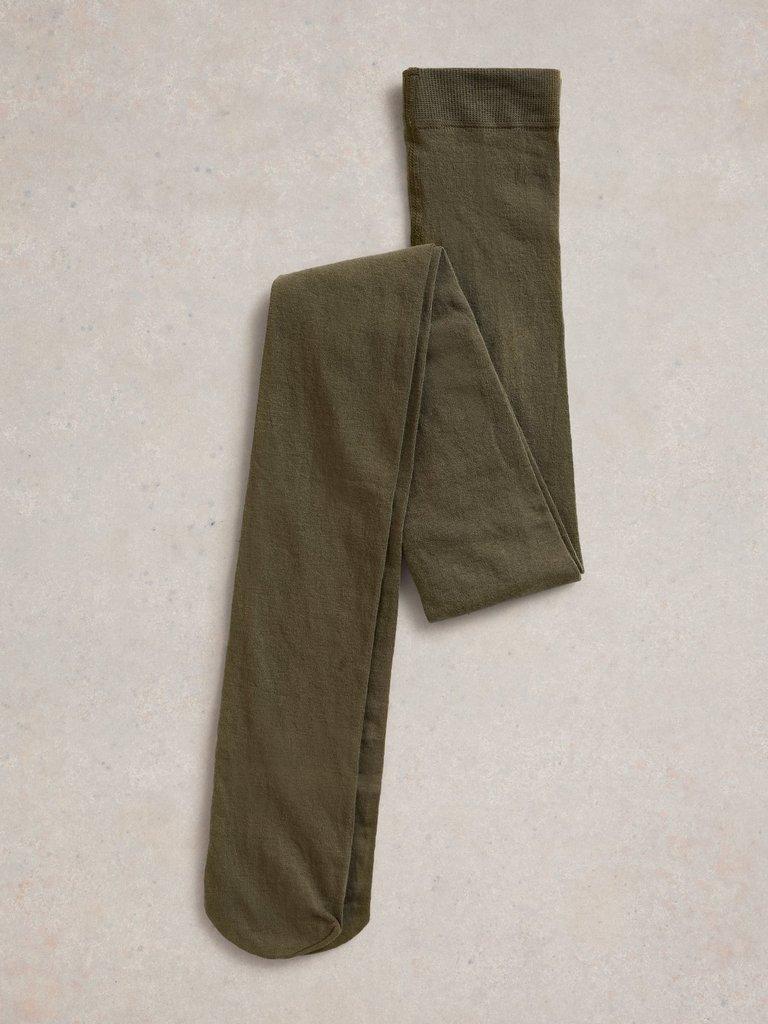 Patty Plain Versatile Cotton Tights in KHAKI GRN - FLAT DETAIL