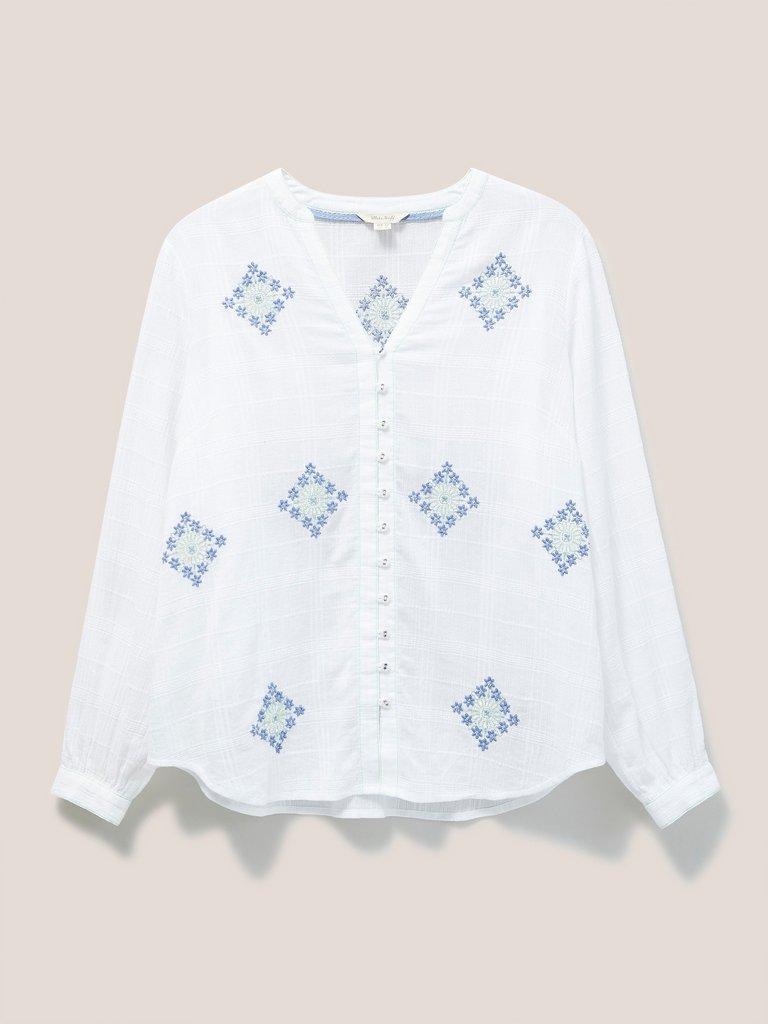 Kate Embroidered Shirt in WHITE MLT - FLAT FRONT