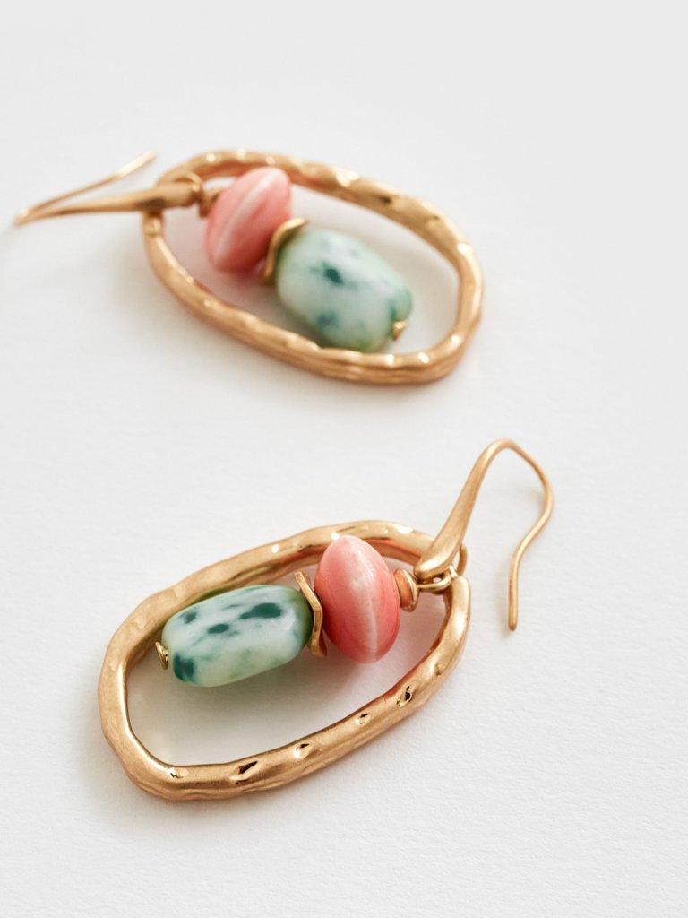 Double Bead Drop Earrings in BLUE MLT - FLAT DETAIL