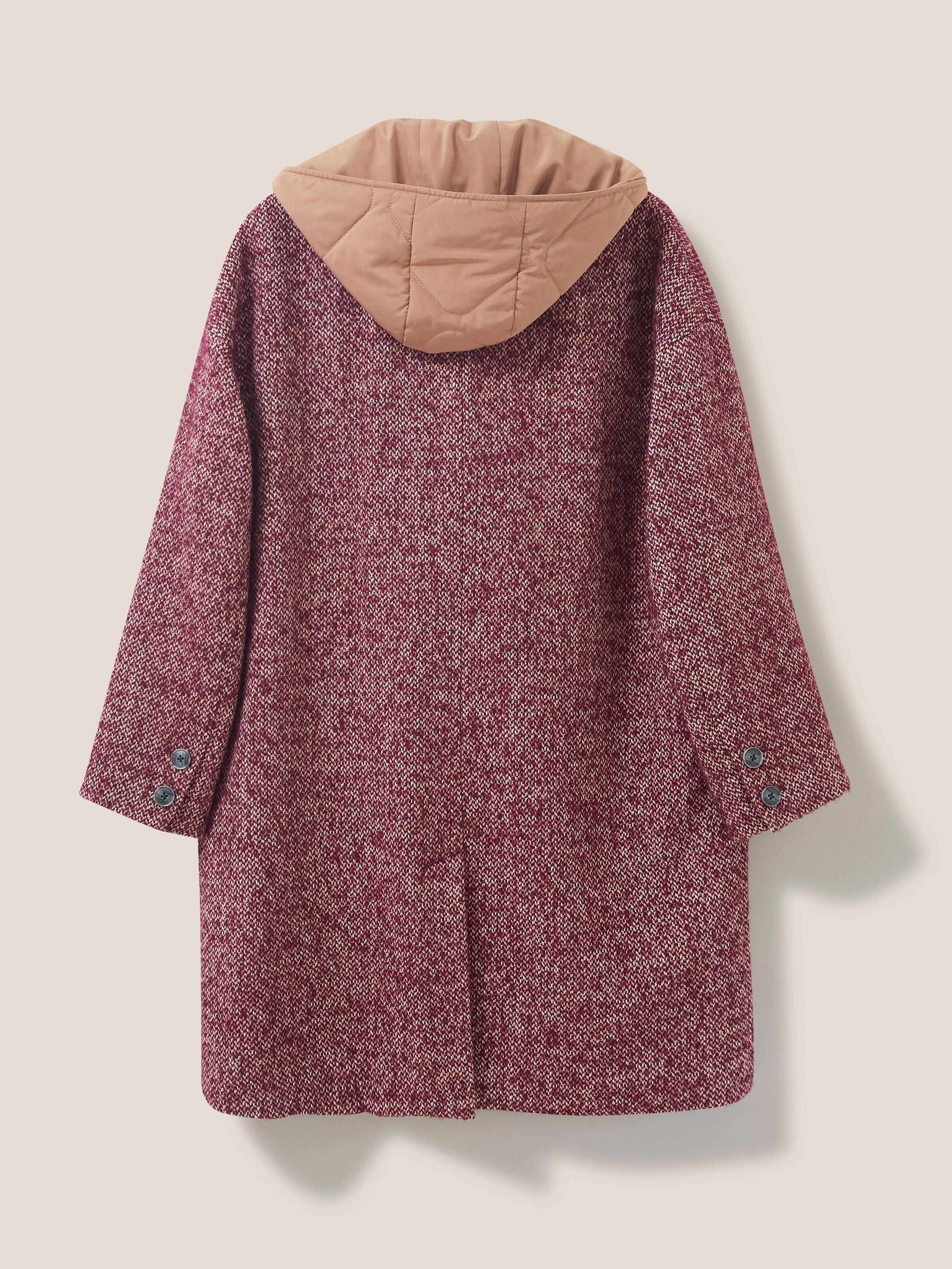 Izzy Tweed Coat in PLUM MLT - FLAT BACK