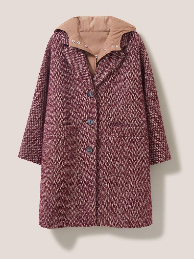 Izzy Tweed Coat in PLUM MLT - FLAT FRONT