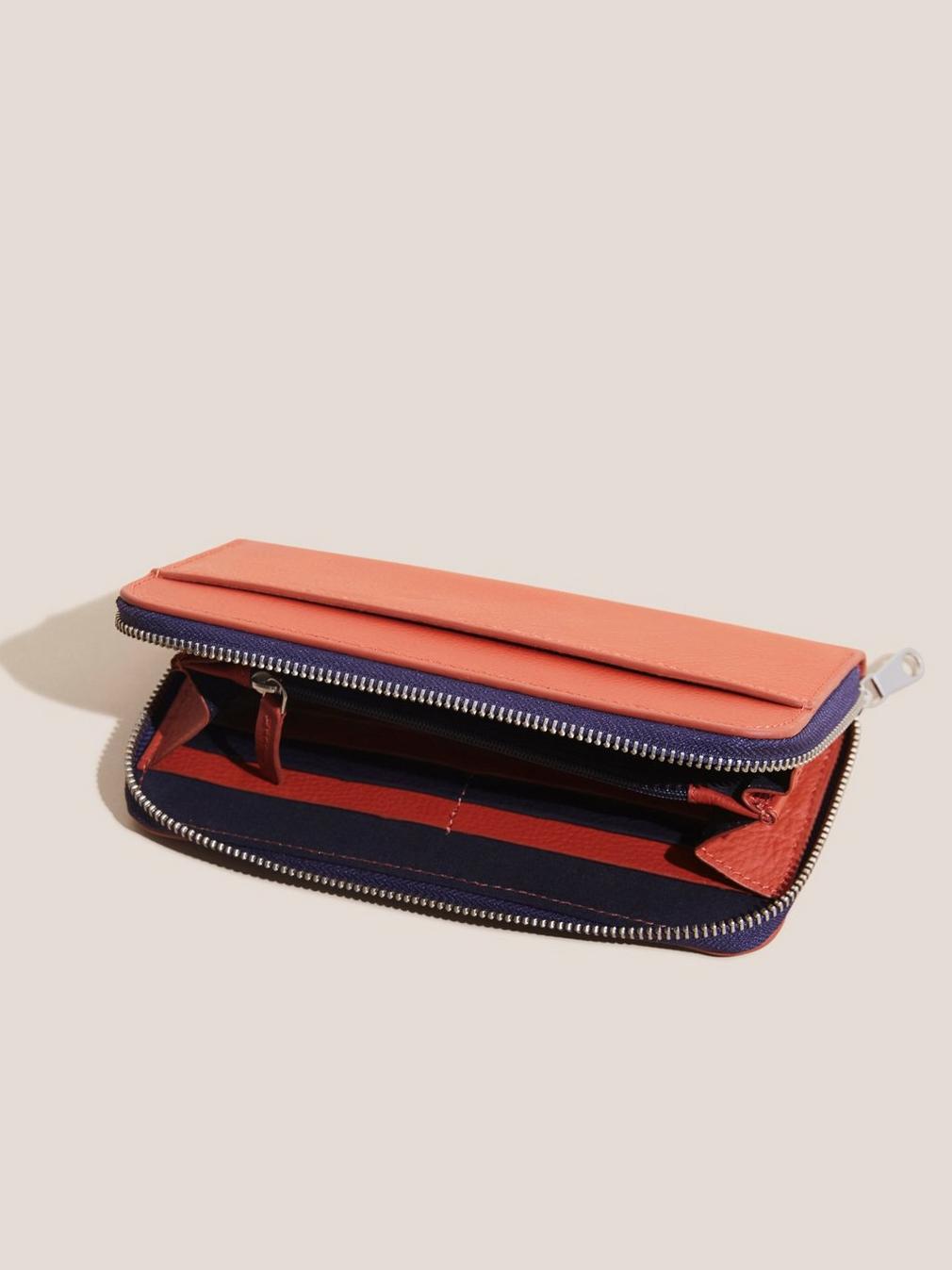 Fern Zip Around Purse in DK ORANGE - FLAT FRONT