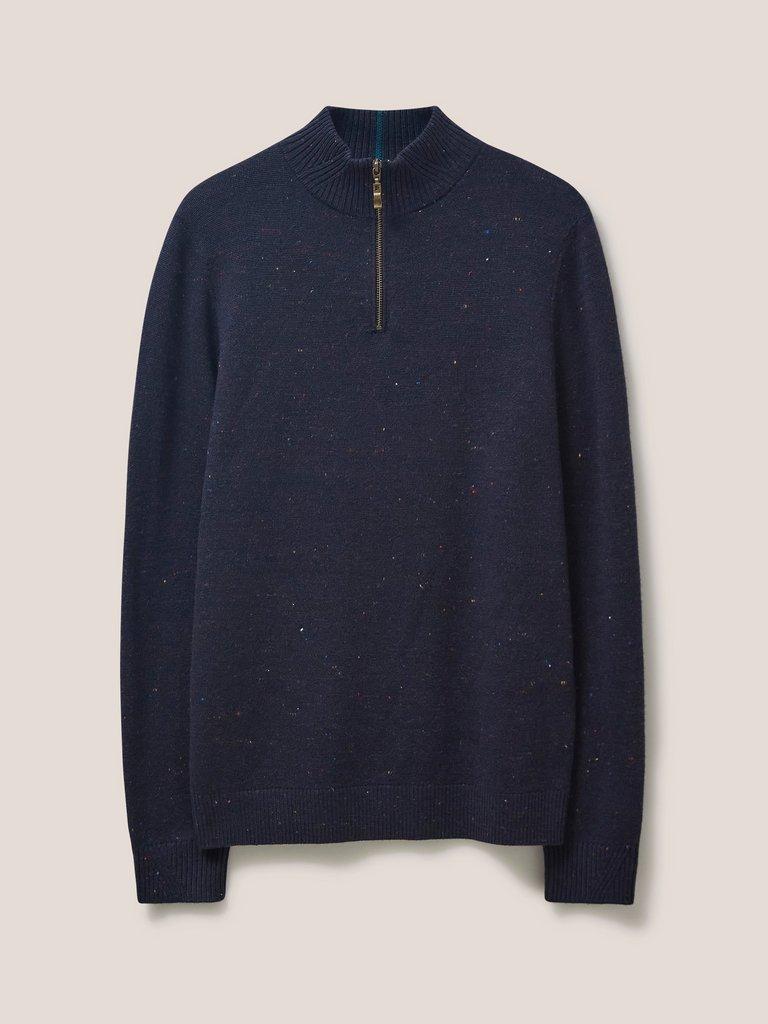 Newport Merino Nep Funnel in NAVY MULTI - FLAT FRONT