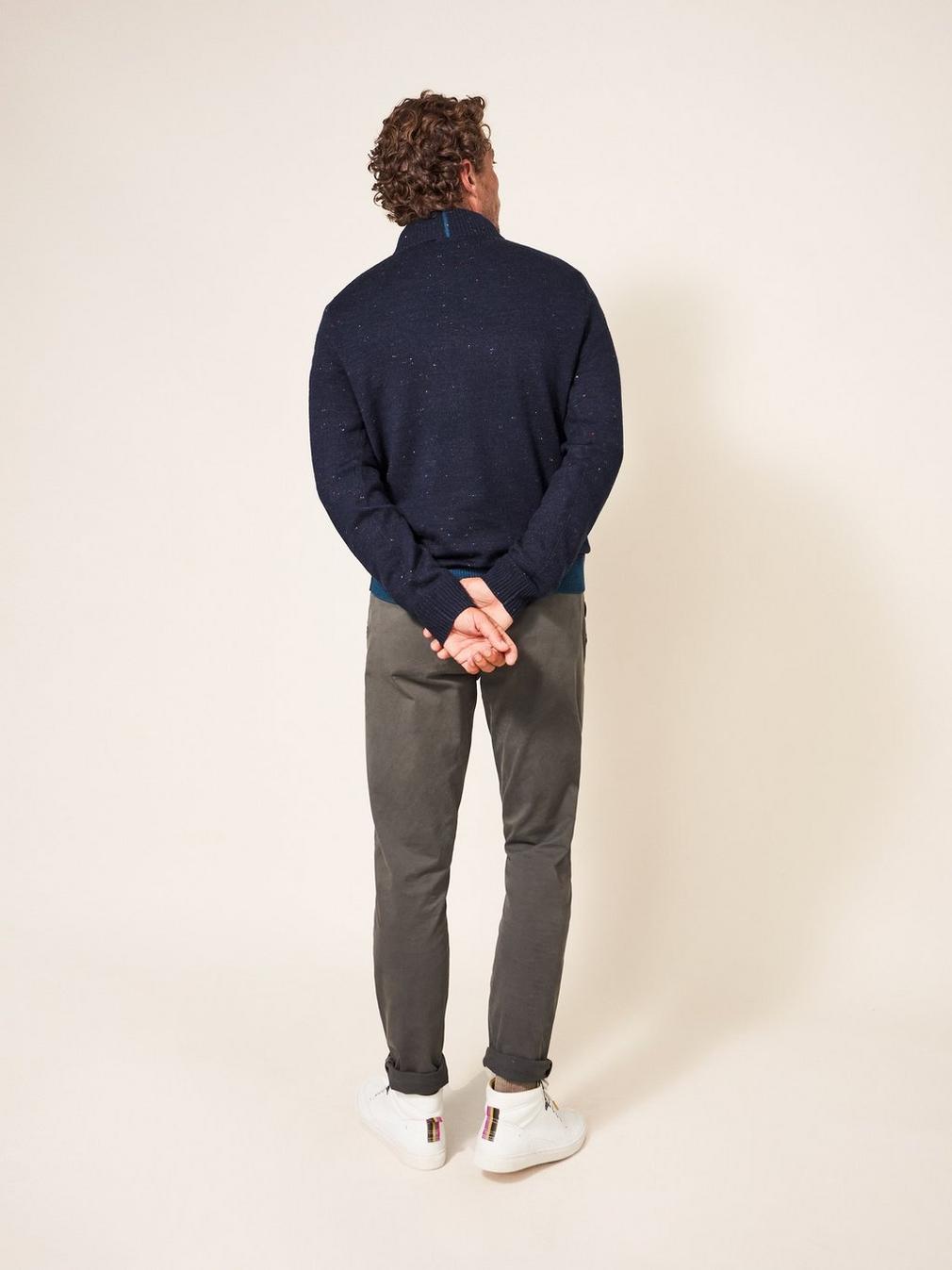 Newport Merino Nep Funnel in NAVY MULTI - MODEL BACK