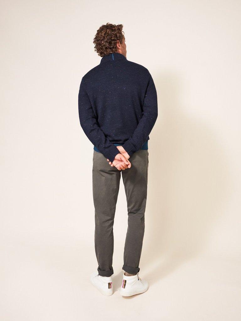 Newport Merino Nep Funnel in NAVY MULTI - MODEL BACK