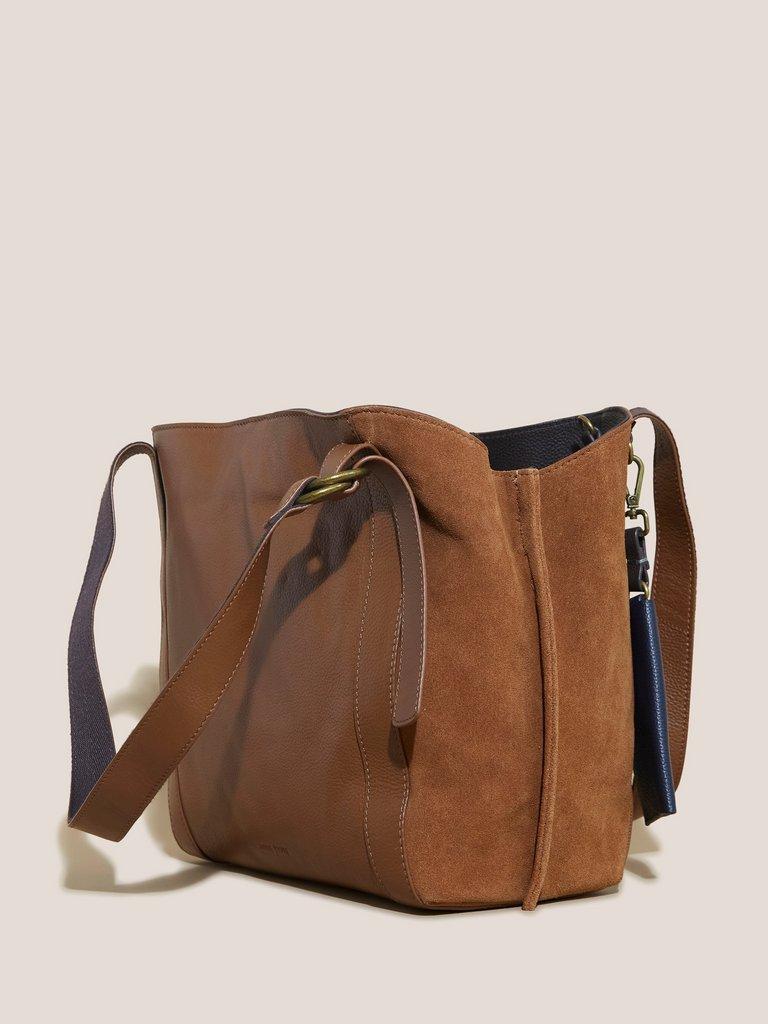 Hannah Leather Tote Bag in MID TAN - FLAT BACK