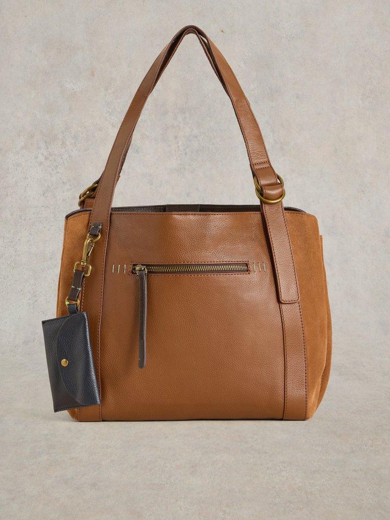 Hannah Leather Tote Bag in MID TAN - LIFESTYLE