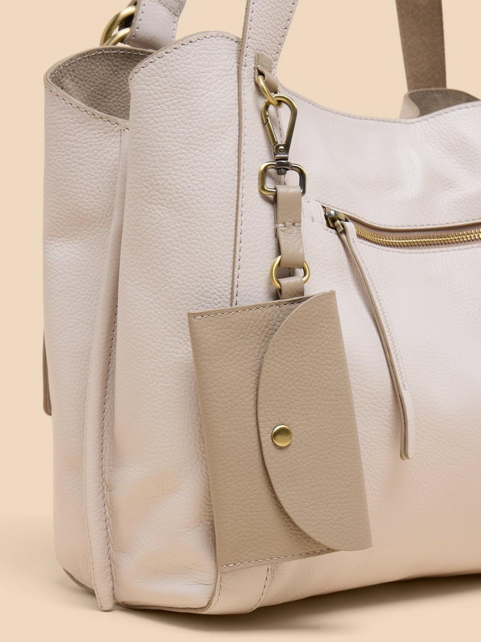 Hannah Leather Tote Bag in PALE IVORY | White Stuff