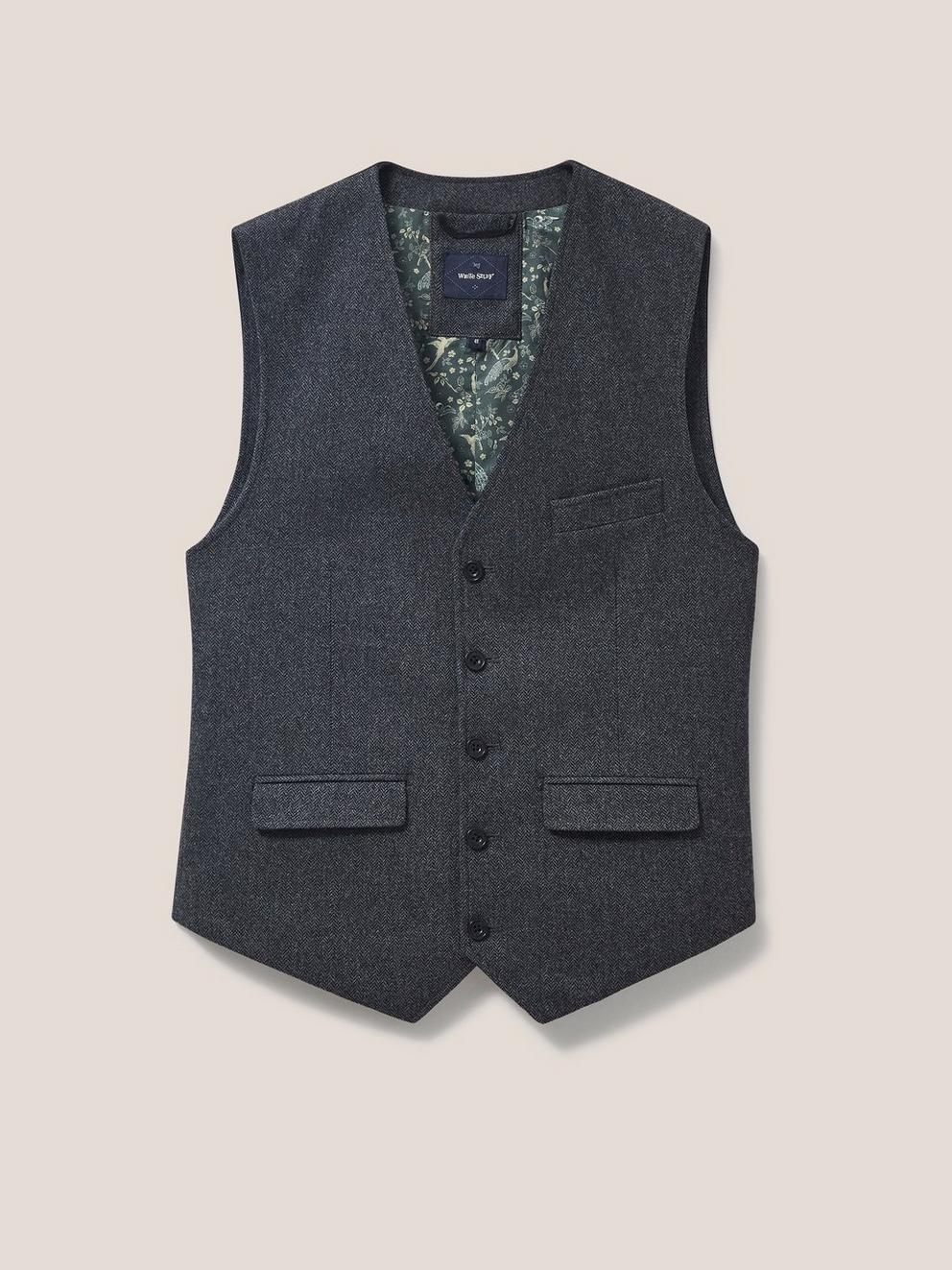 Heath Waistcoat in CHARC GREY - FLAT FRONT