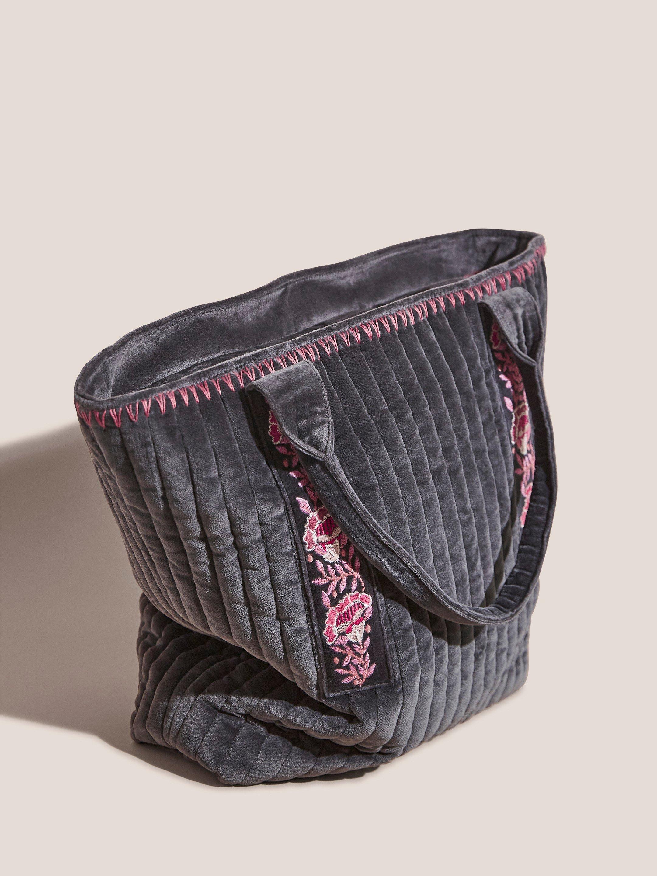 Embroidered Craft Shopper in CHARC GREY - FLAT BACK