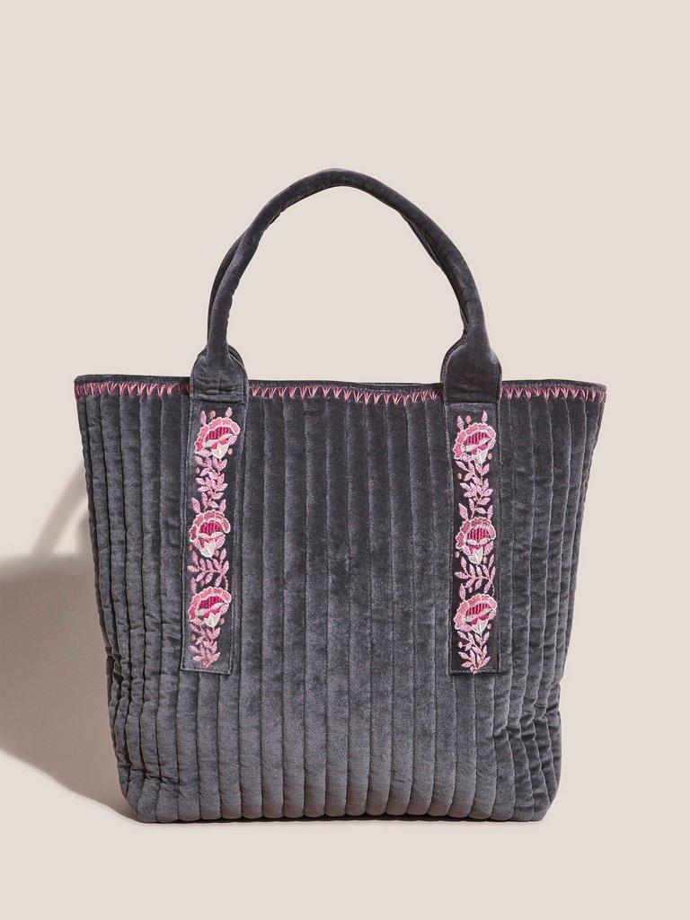 Embroidered Craft Shopper in CHARC GREY - MODEL FRONT