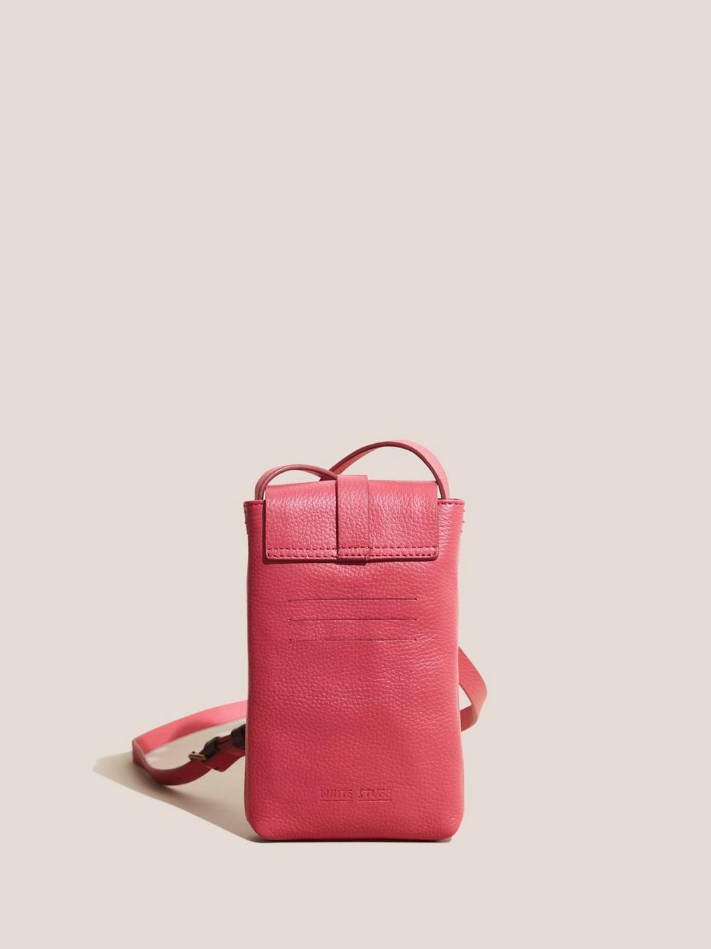 Clara Buckle Phone Bag in BRT PINK - FLAT BACK