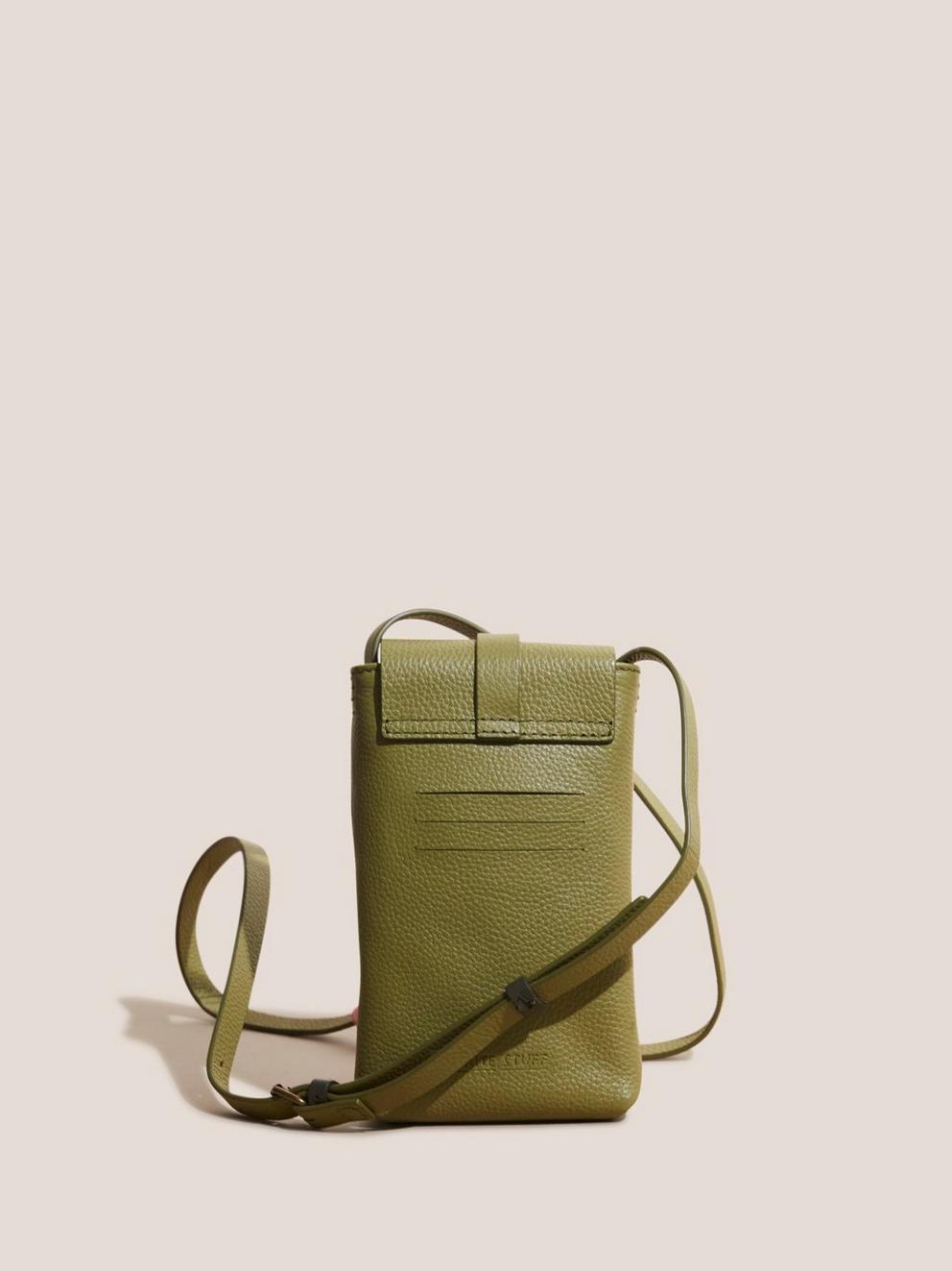 Clara Buckle Phone Bag in DUS GREEN - FLAT BACK