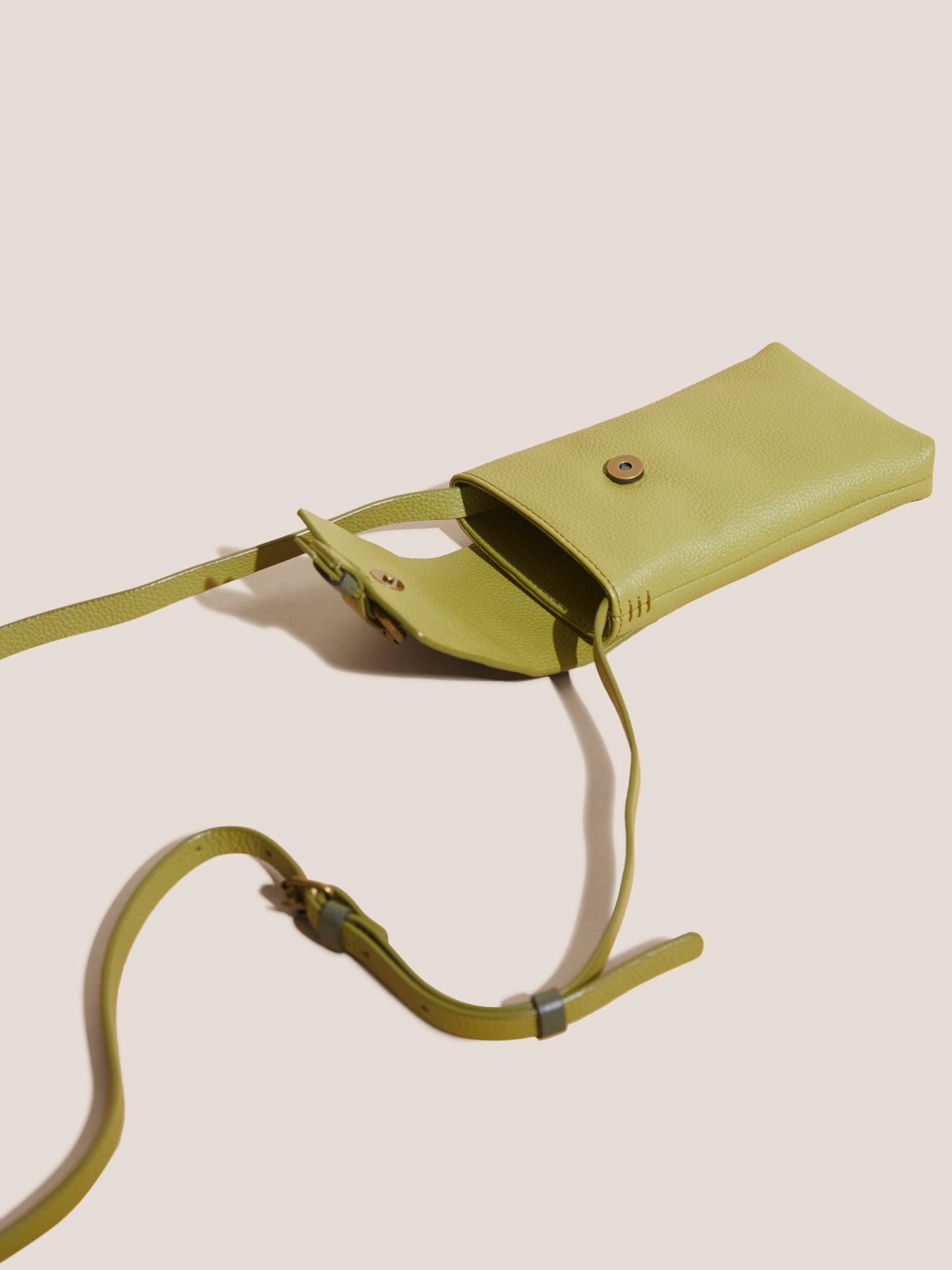 Clara Buckle Phone Bag in DUS GREEN - FLAT FRONT
