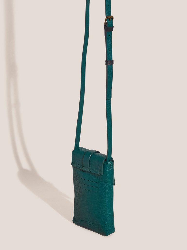 Clara Buckle Phone Bag in MID TEAL - FLAT BACK