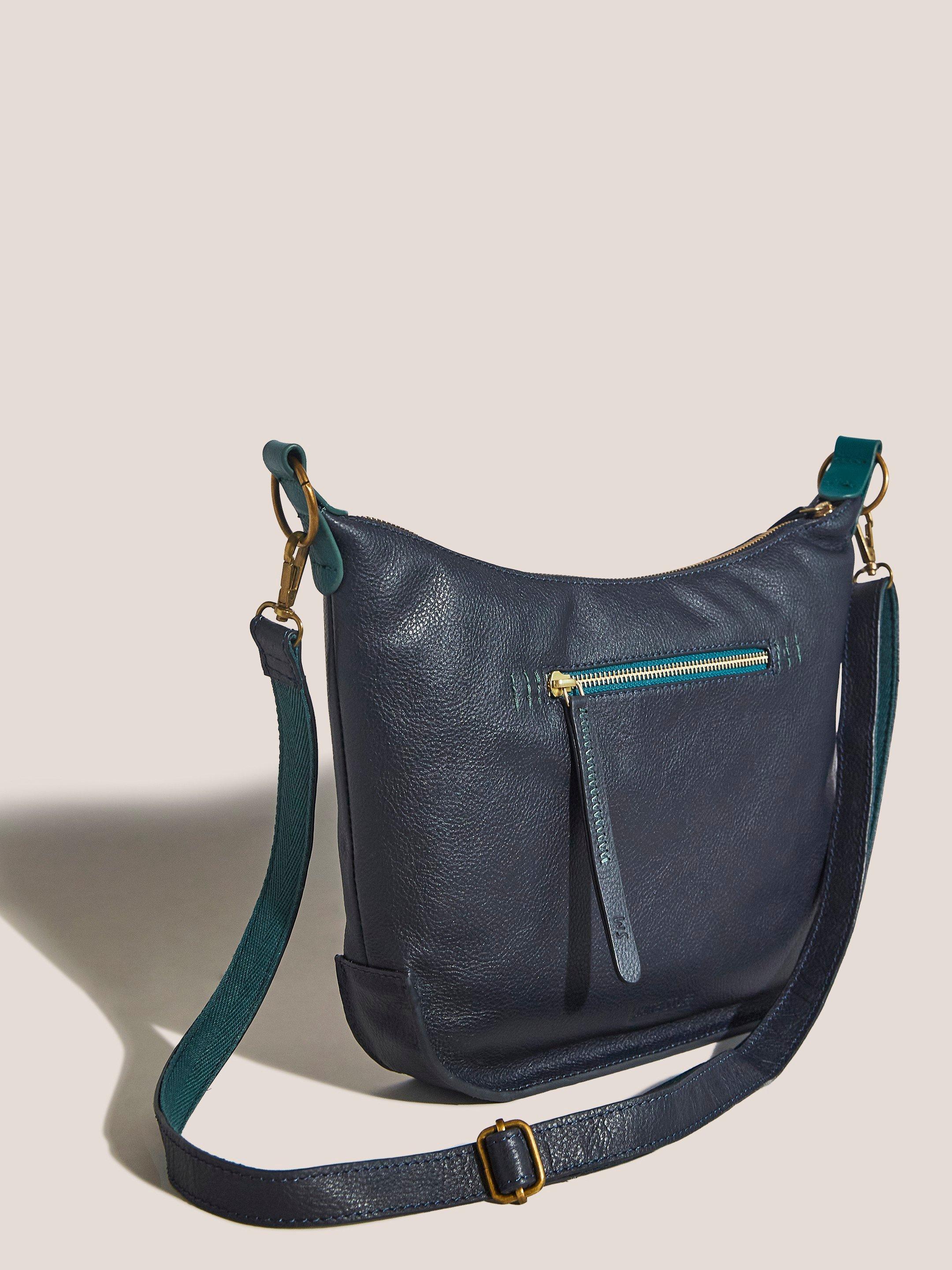 Flora Leather Crossbody Bag in DARK NAVY - FLAT BACK