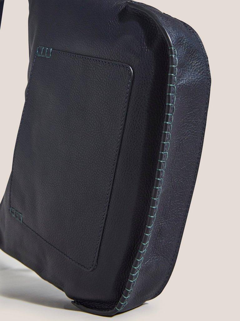 Flora Leather Crossbody Bag in DARK NAVY - FLAT DETAIL