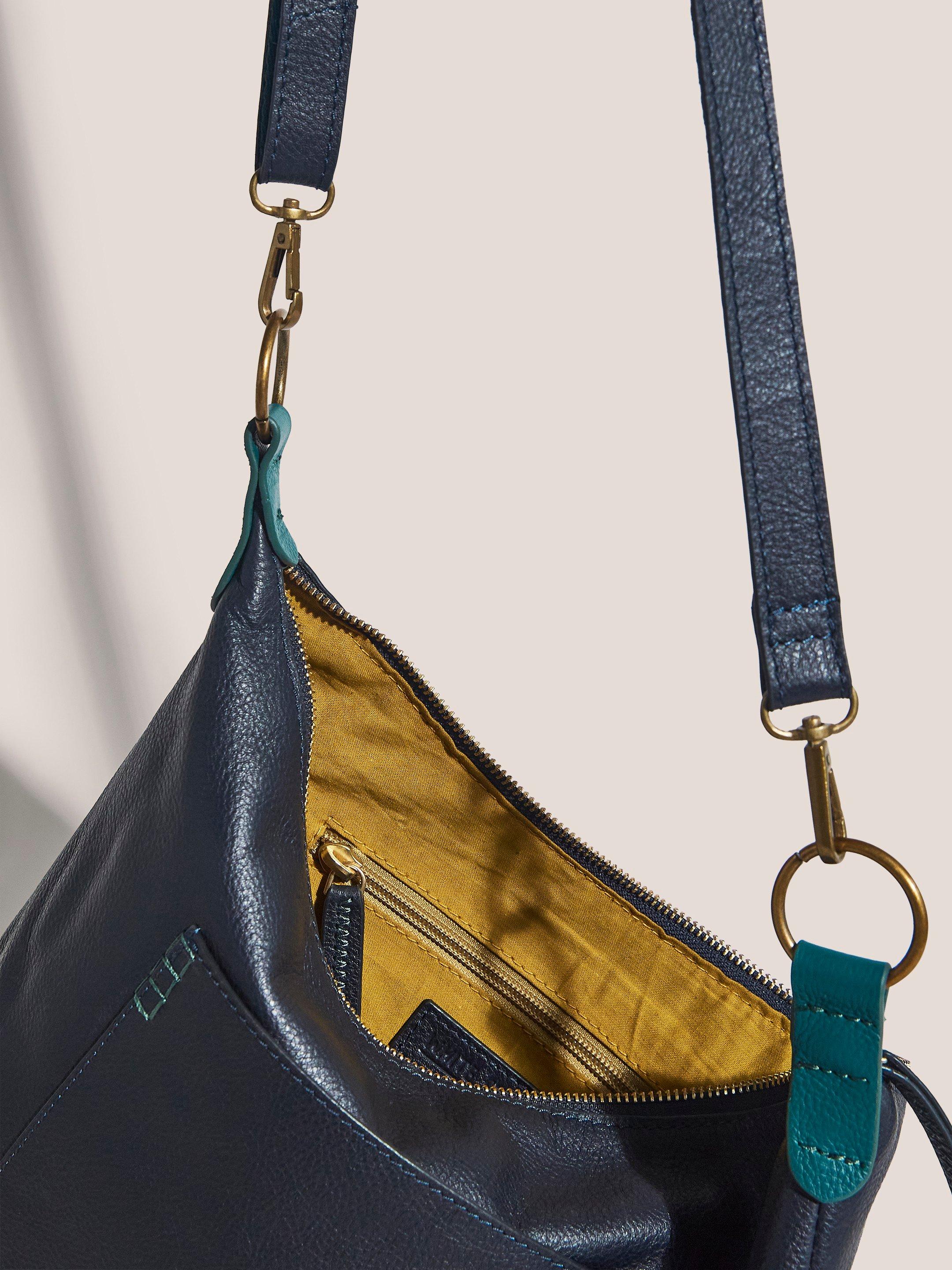 Flora Leather Crossbody Bag in DARK NAVY - FLAT FRONT