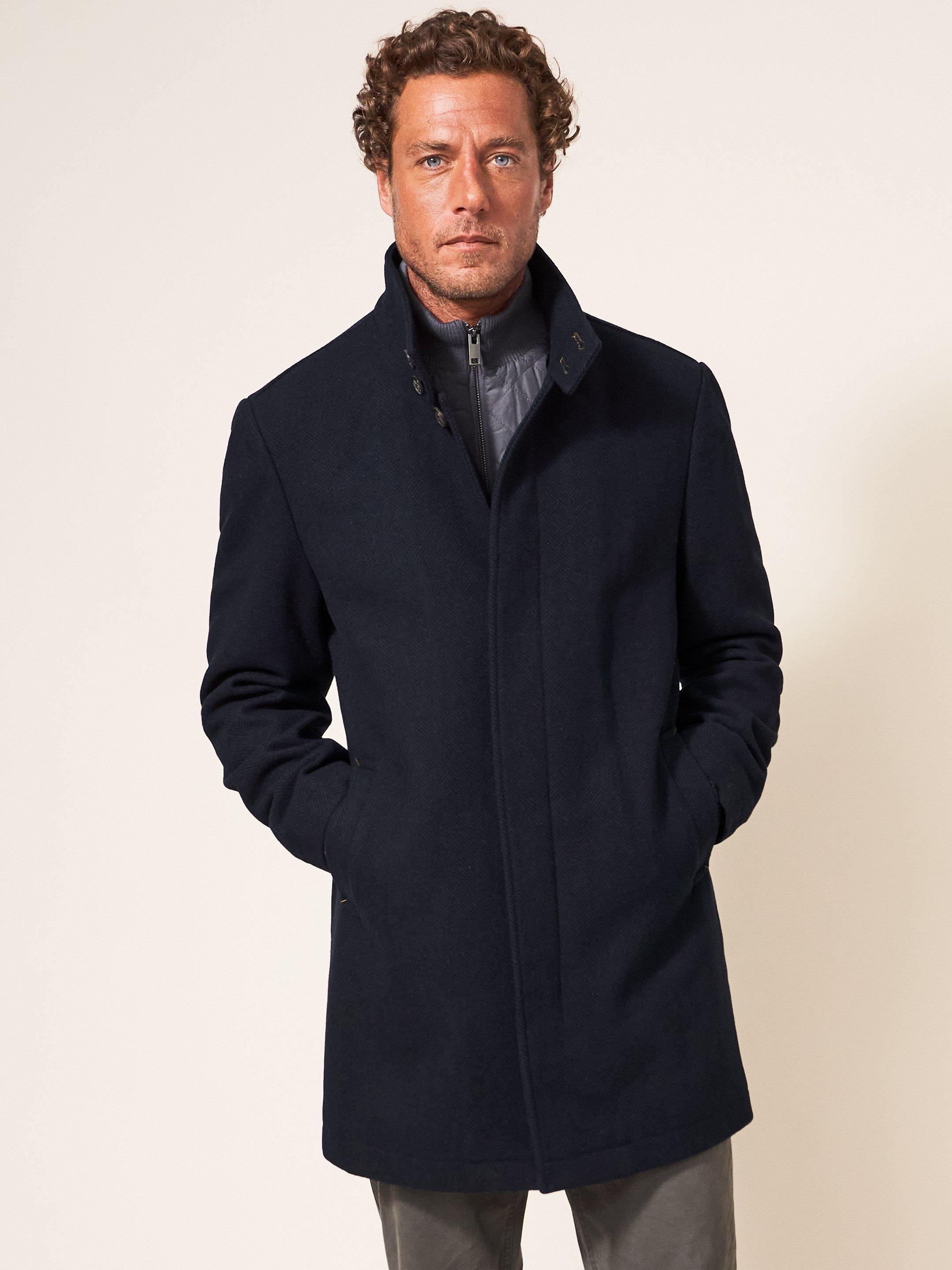 Mens overcoat funnel on sale neck