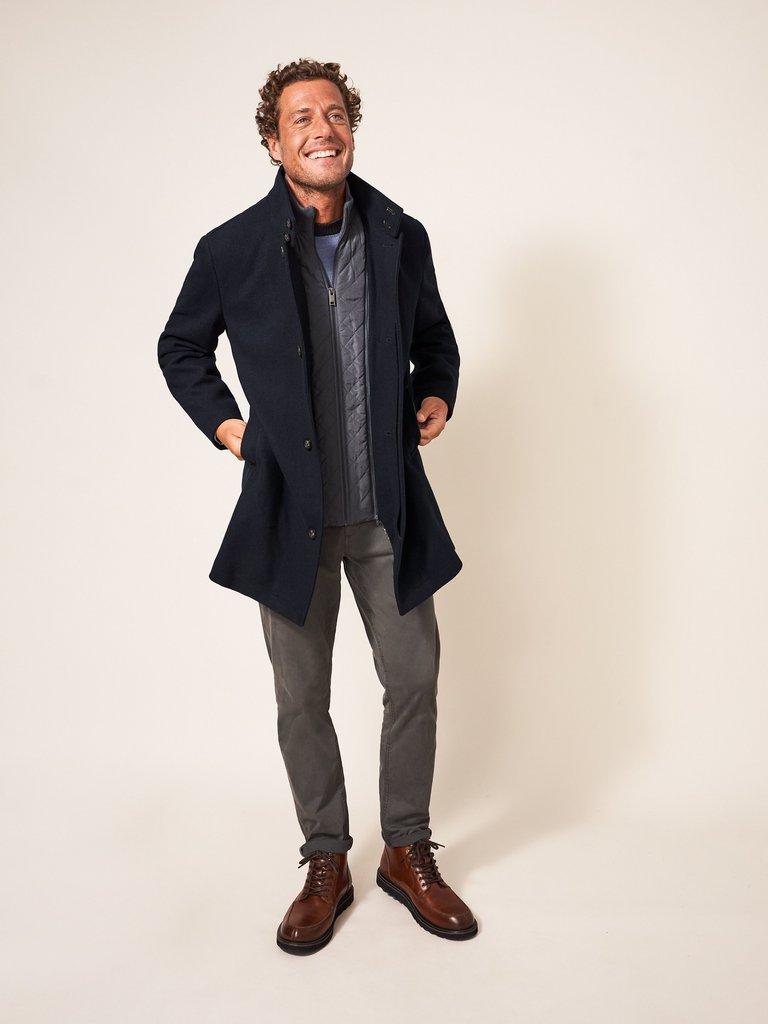 Lincoln Wool Coat in DARK NAVY - MODEL FRONT