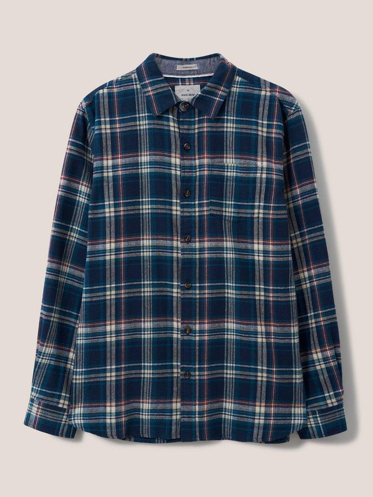 Moxley Flannel Check Shirt in DARK NAVY - FLAT FRONT