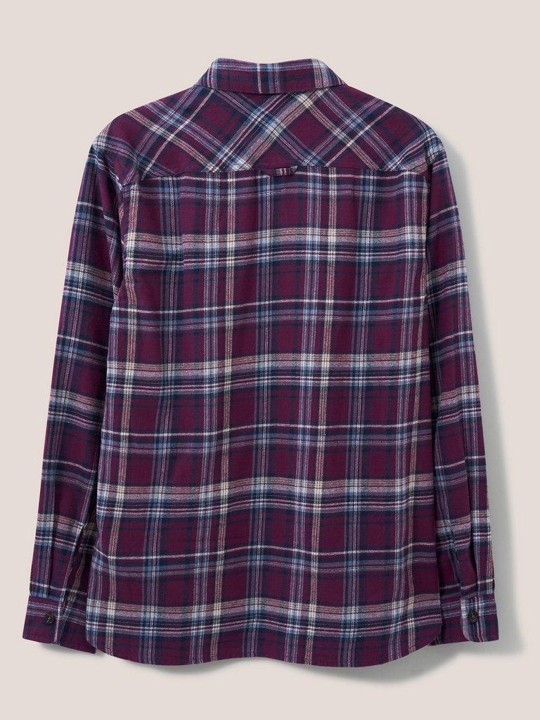 Moxley Flannel Check Shirt in MID PLUM - FLAT BACK