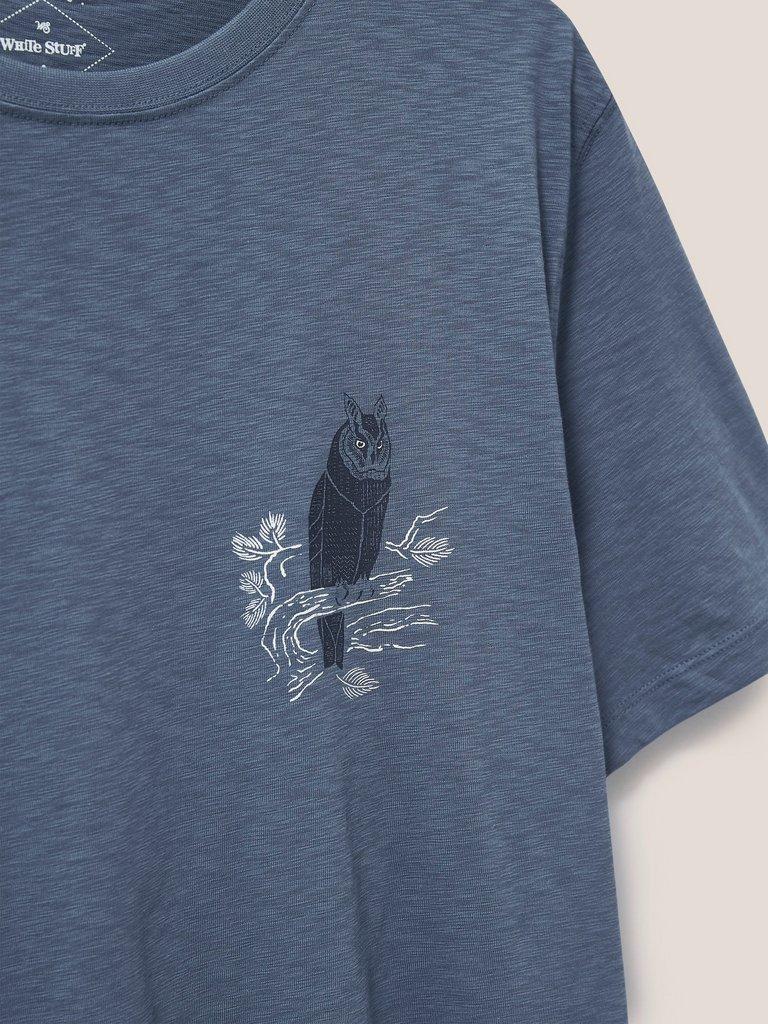 Owl Graphic Tshirt in MID BLUE - FLAT DETAIL