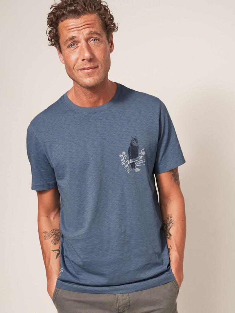 Owl Graphic Tshirt in MID BLUE - LIFESTYLE