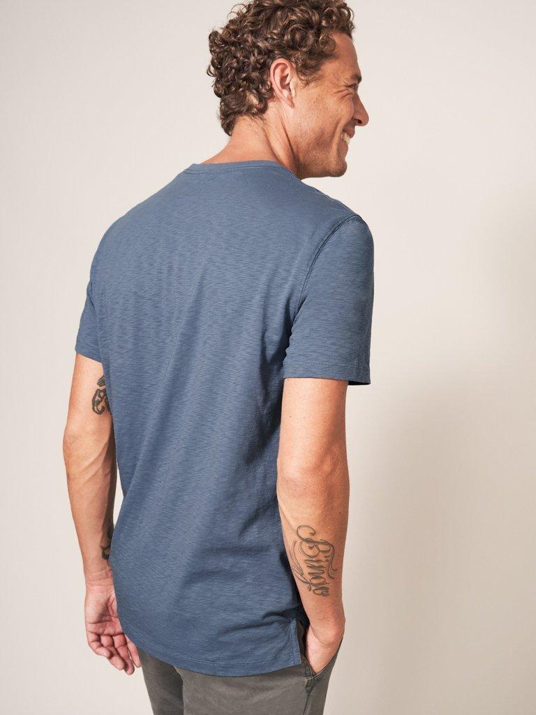 Owl Graphic Tshirt in MID BLUE - MODEL BACK