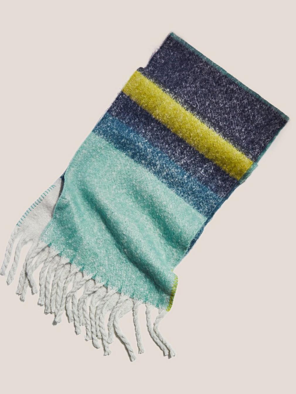 Suki Brushed Colourblock Scarf in BLUE MLT - FLAT BACK