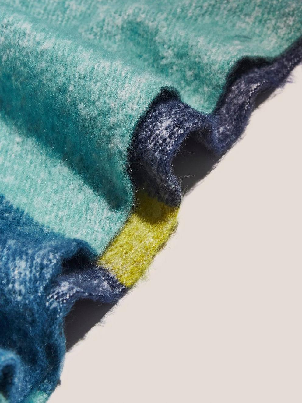 Suki Brushed Colourblock Scarf in BLUE MLT - FLAT DETAIL