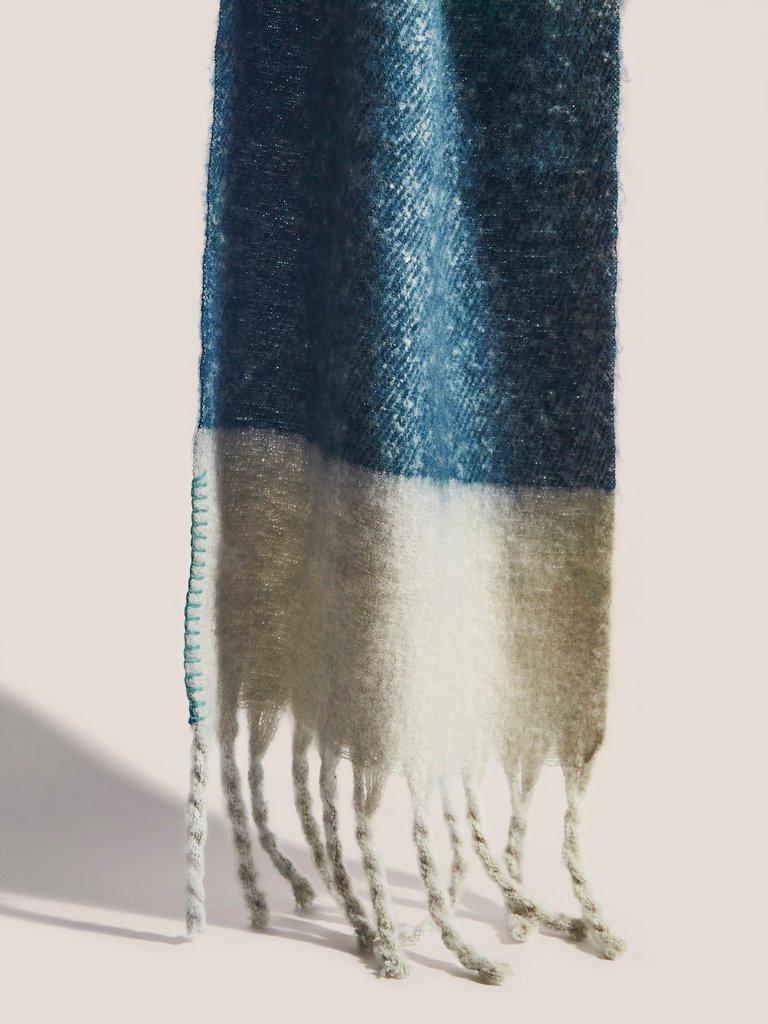 Suki Brushed Colourblock Scarf in BLUE MLT - MODEL DETAIL